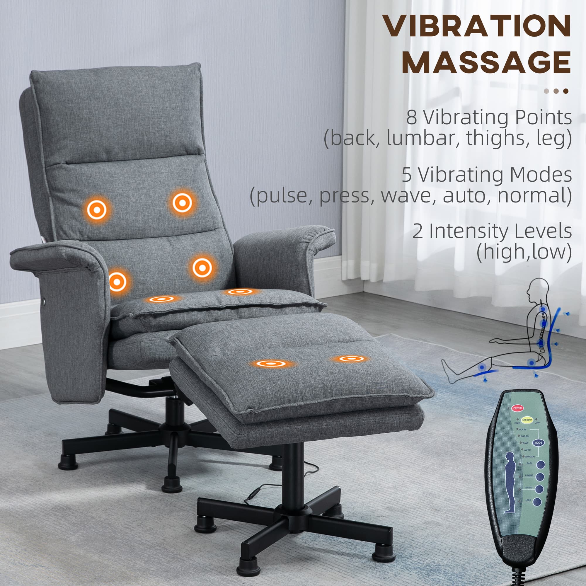 Transform Your Relaxation with this Grey Massage Recliner Set - image 1