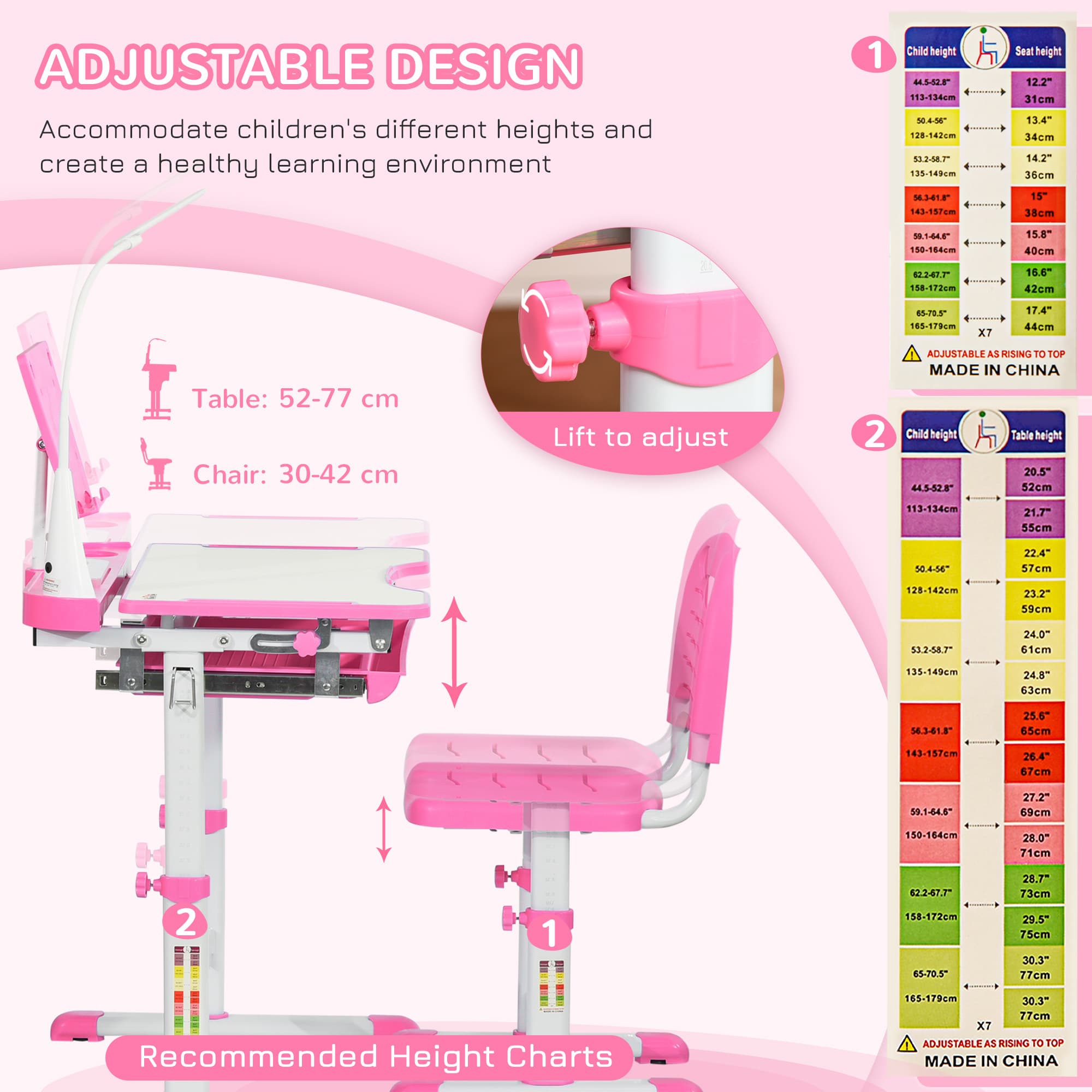 Transform Their Study Time with this Adjustable Pink Desk Set - image 4