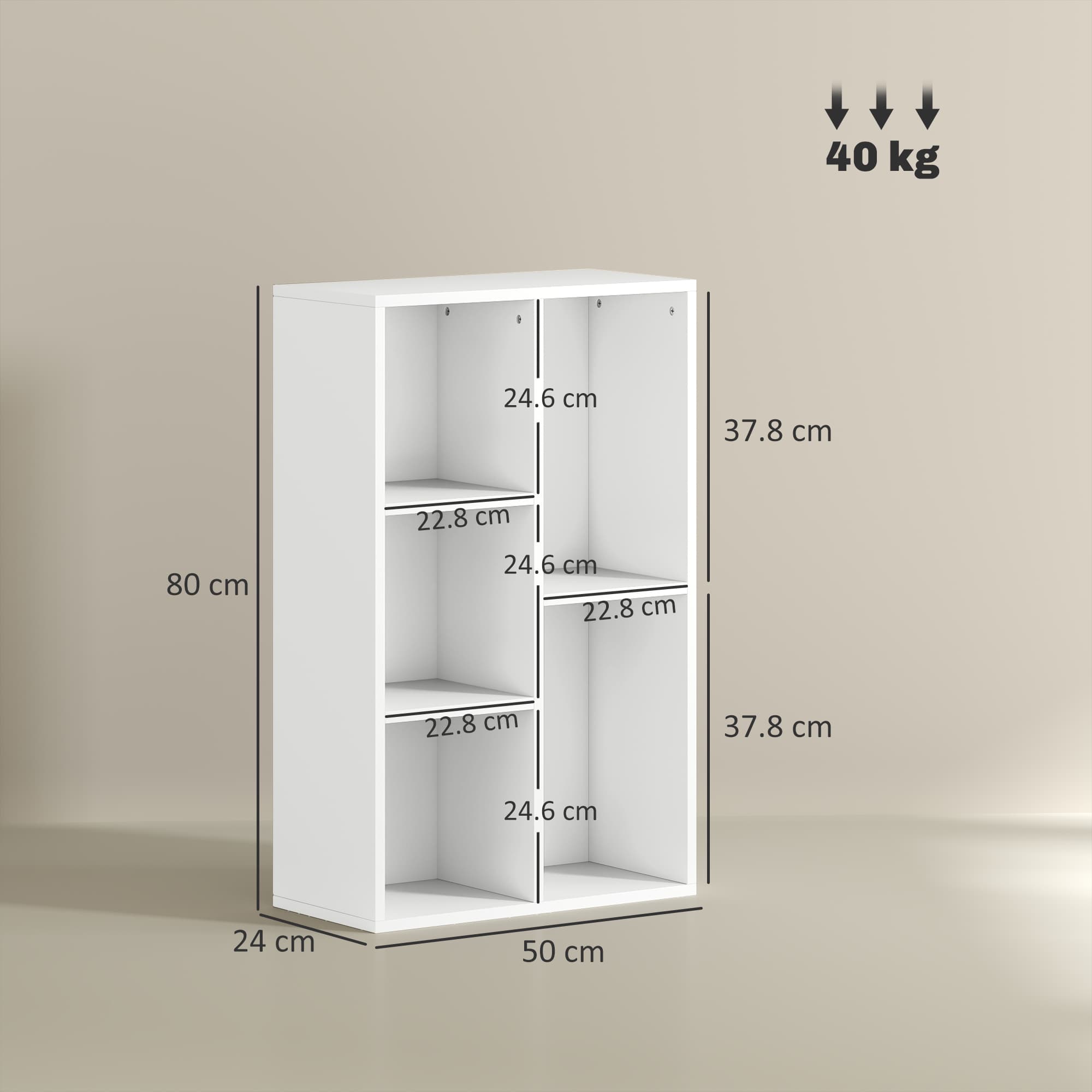 Five-Compartment White Bookcase for Books and Display - image 7