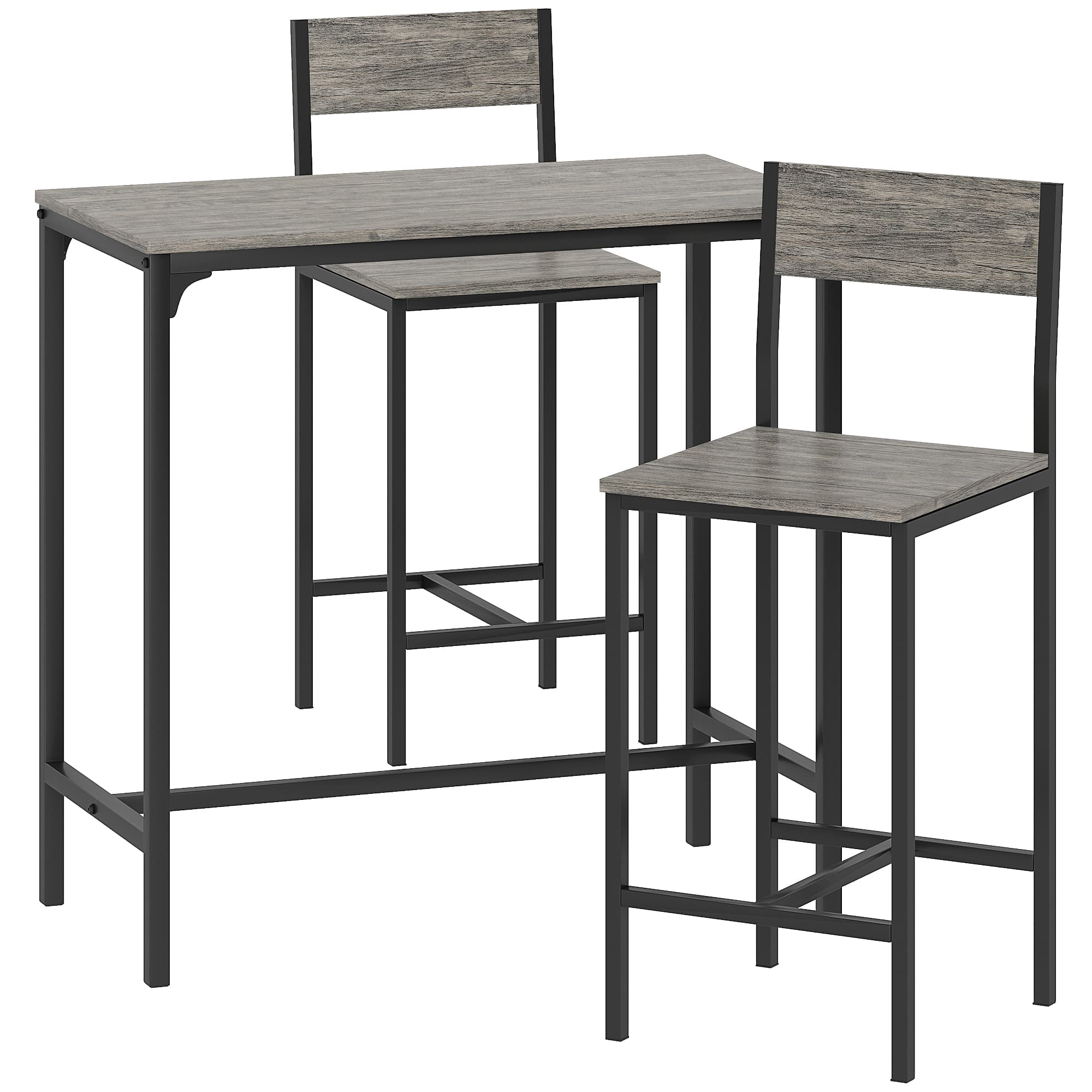 Transform Your Dining Area with this Industrial Breakfast Bar Set - Charcoal grey
