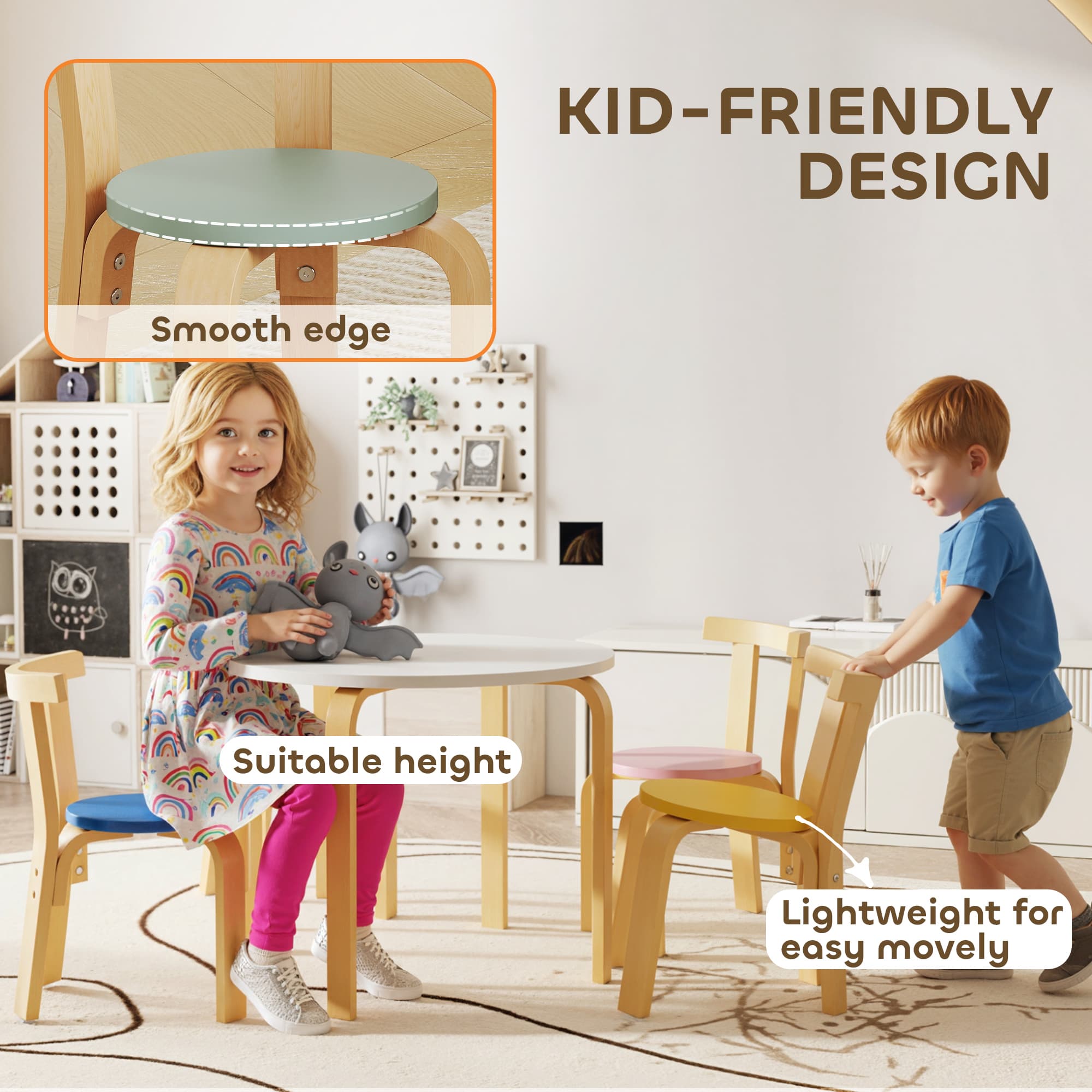 Transform Their Playroom with this 5-Piece Wooden Table Set - image 2