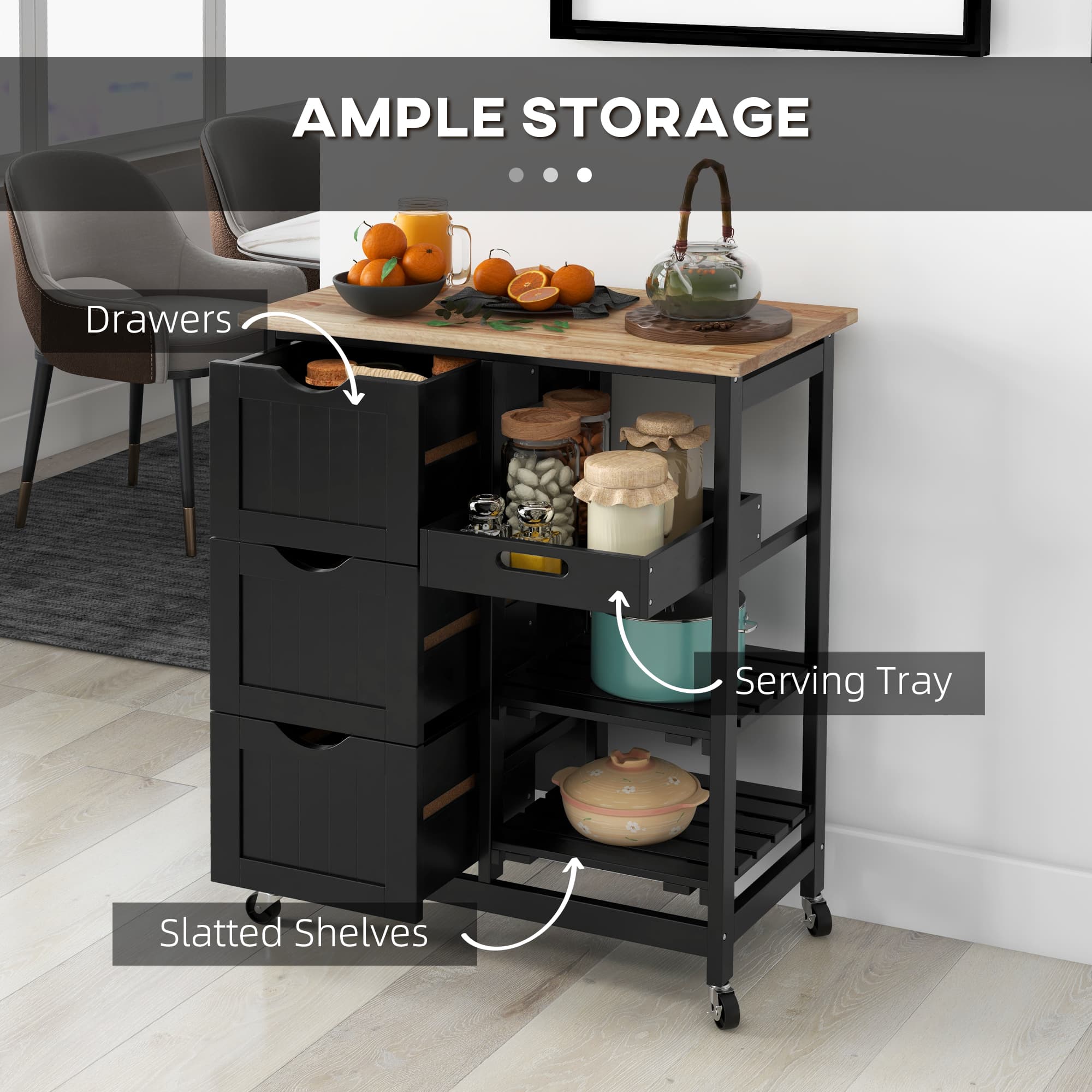 Transform Your Space with this Black Rolling Kitchen Cart - image 2