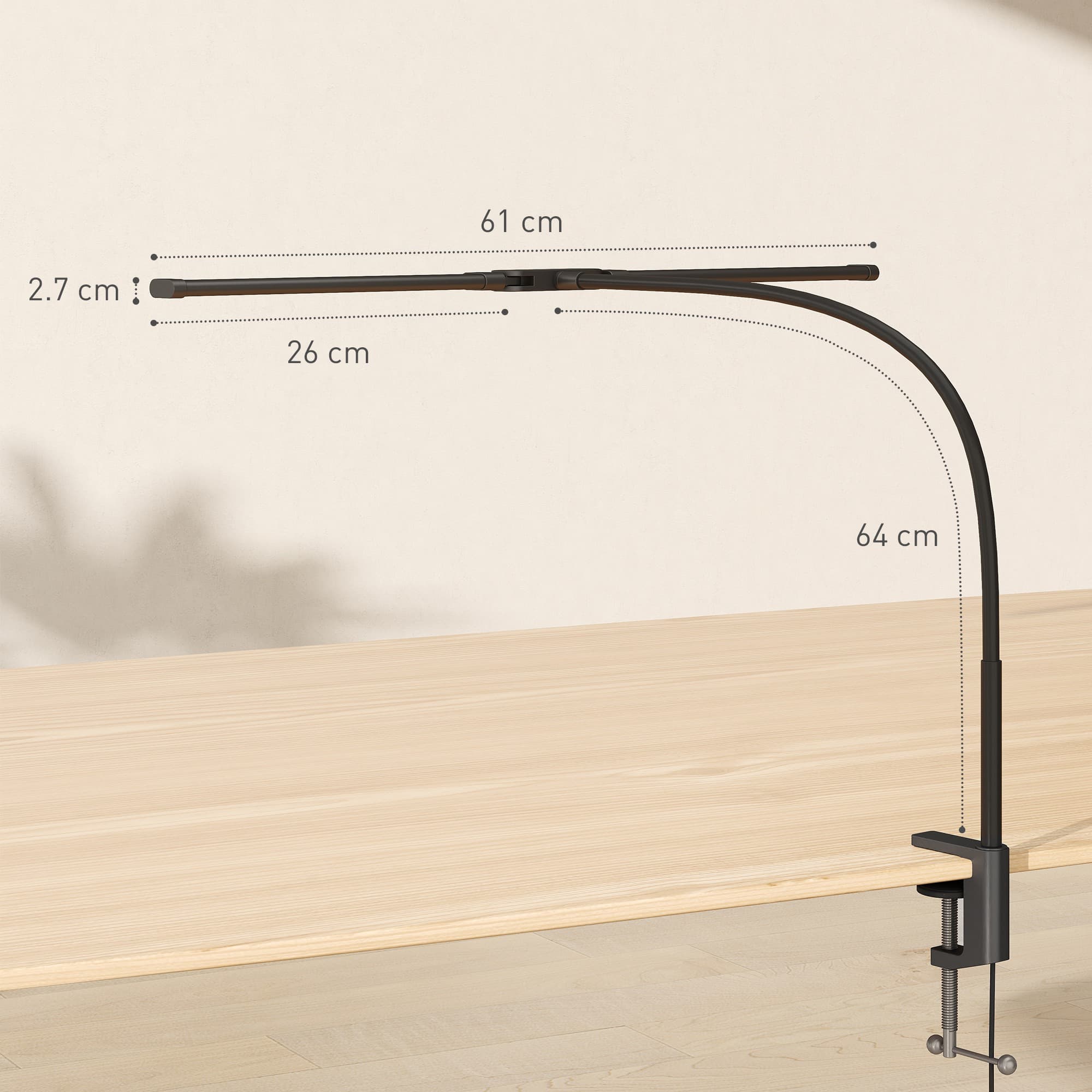 Black Clamp Desk Lamp with Dual LED Heads - image 10