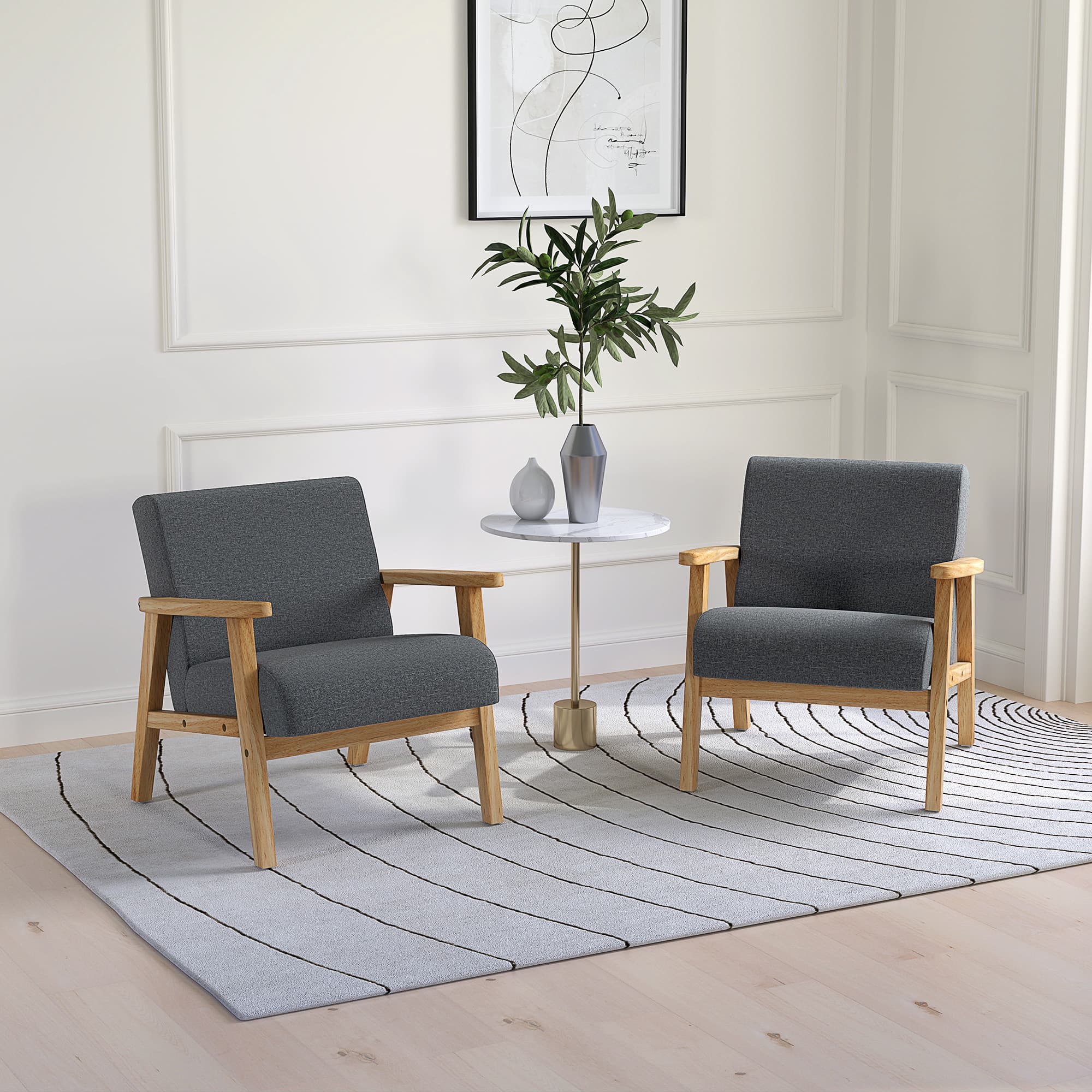 Transform Your Lounge with Two Dark Grey Retro Accent Chairs - image 3
