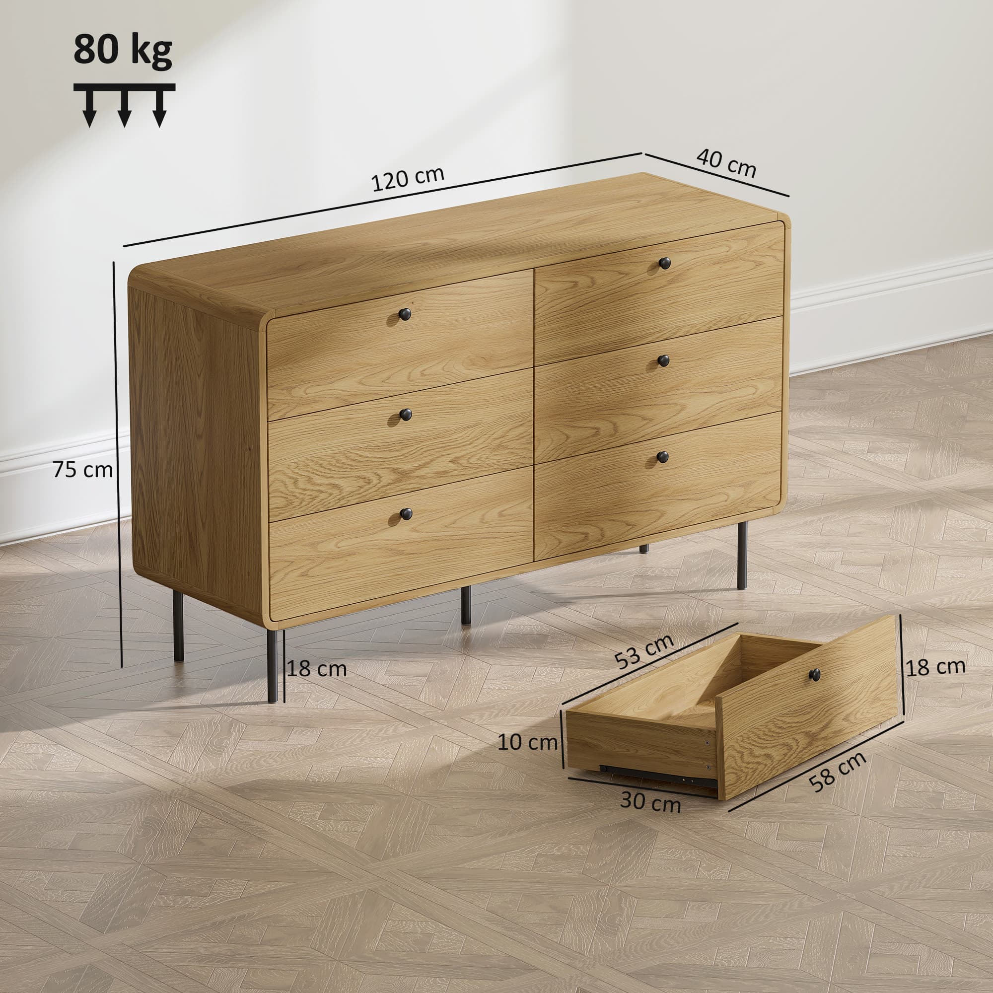 Transform Your Bedroom with this Modern Oak 6-Drawer Chest - image 4
