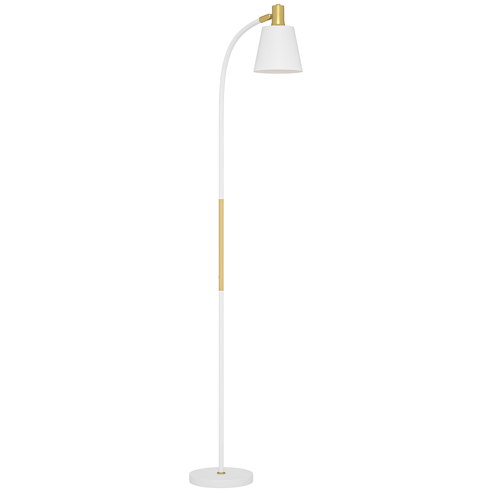 Adjustable Floor Reading Lamp in White and Gold - image 8