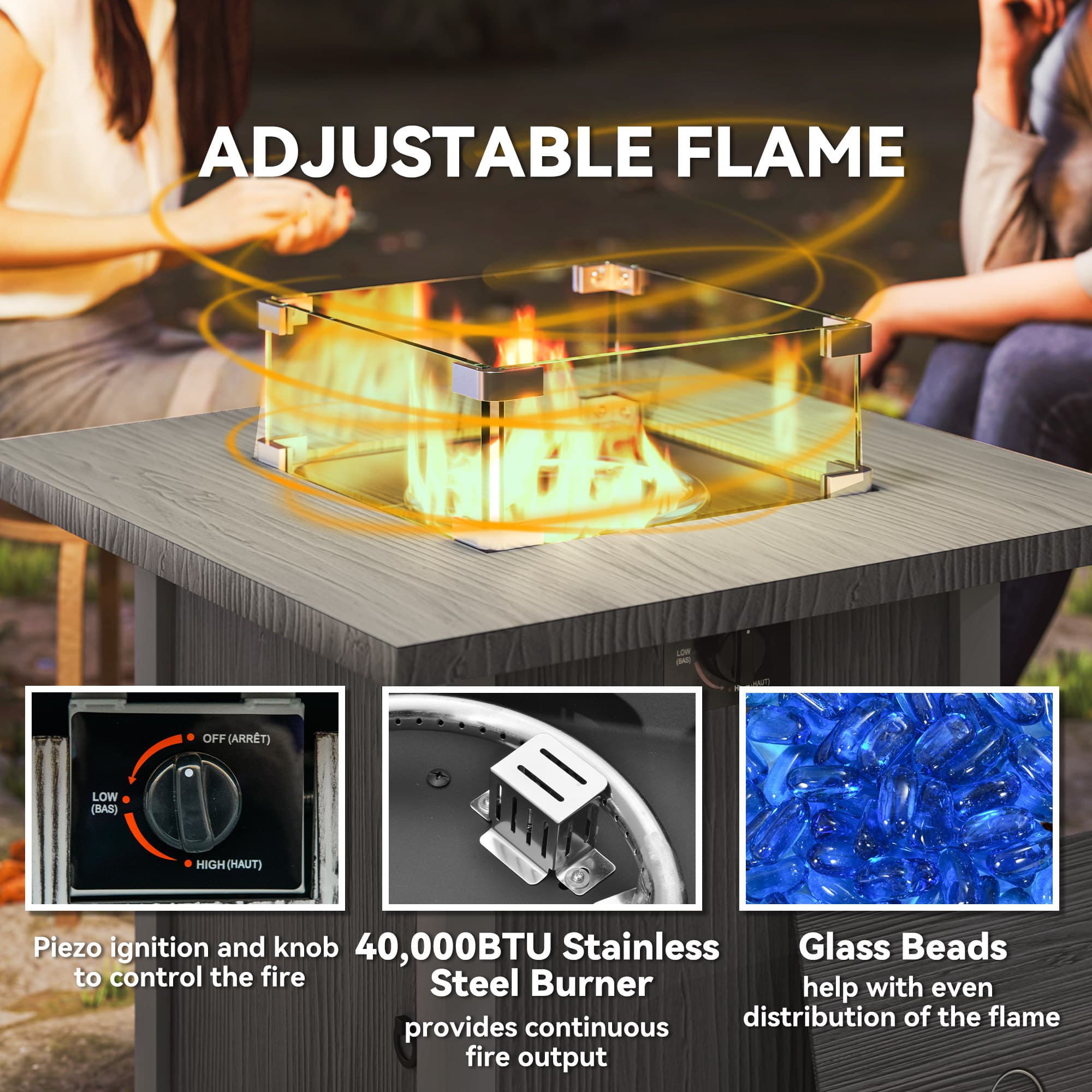 Transform Your Garden with this Dark Grey Gas Fire Pit Table - image 2