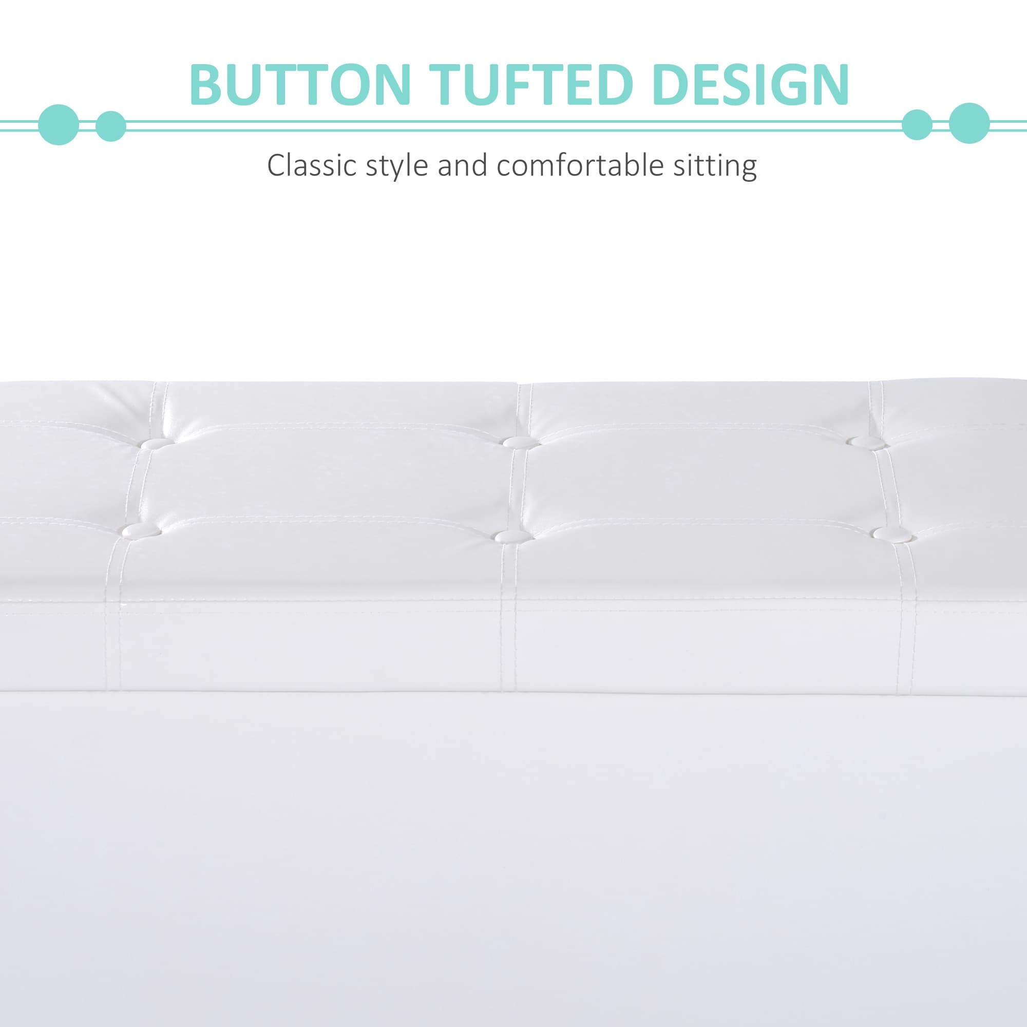 Foldable Storage Ottoman with Tufted White Faux Leather Top - image 6