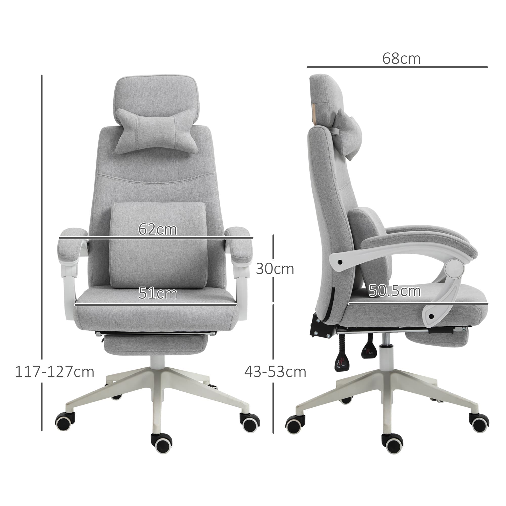 Ergonomic Grey Office Chair with 160° Recline & Footrest - image 2