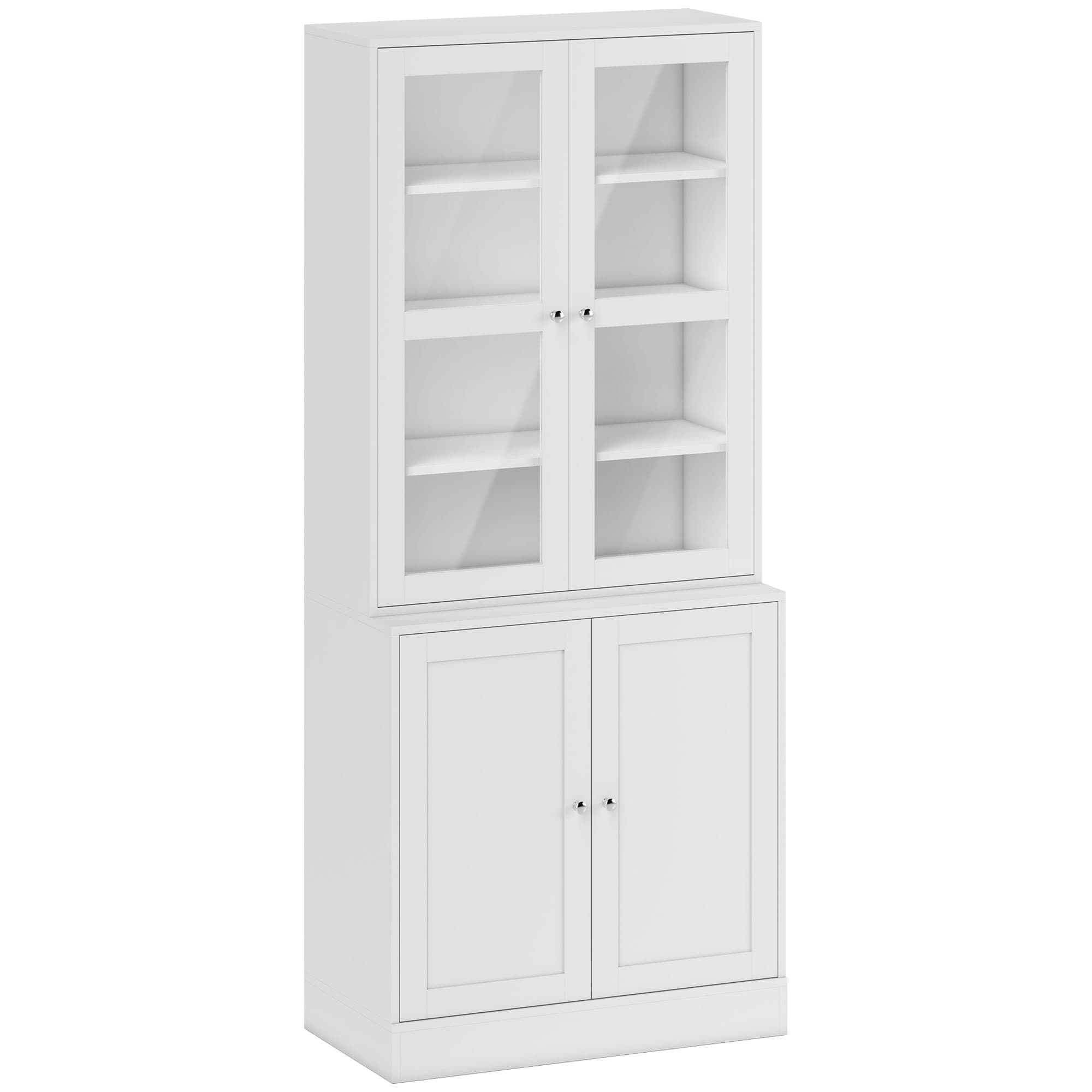 Modern White Glass Display Cabinet for Effortless Organisation - White