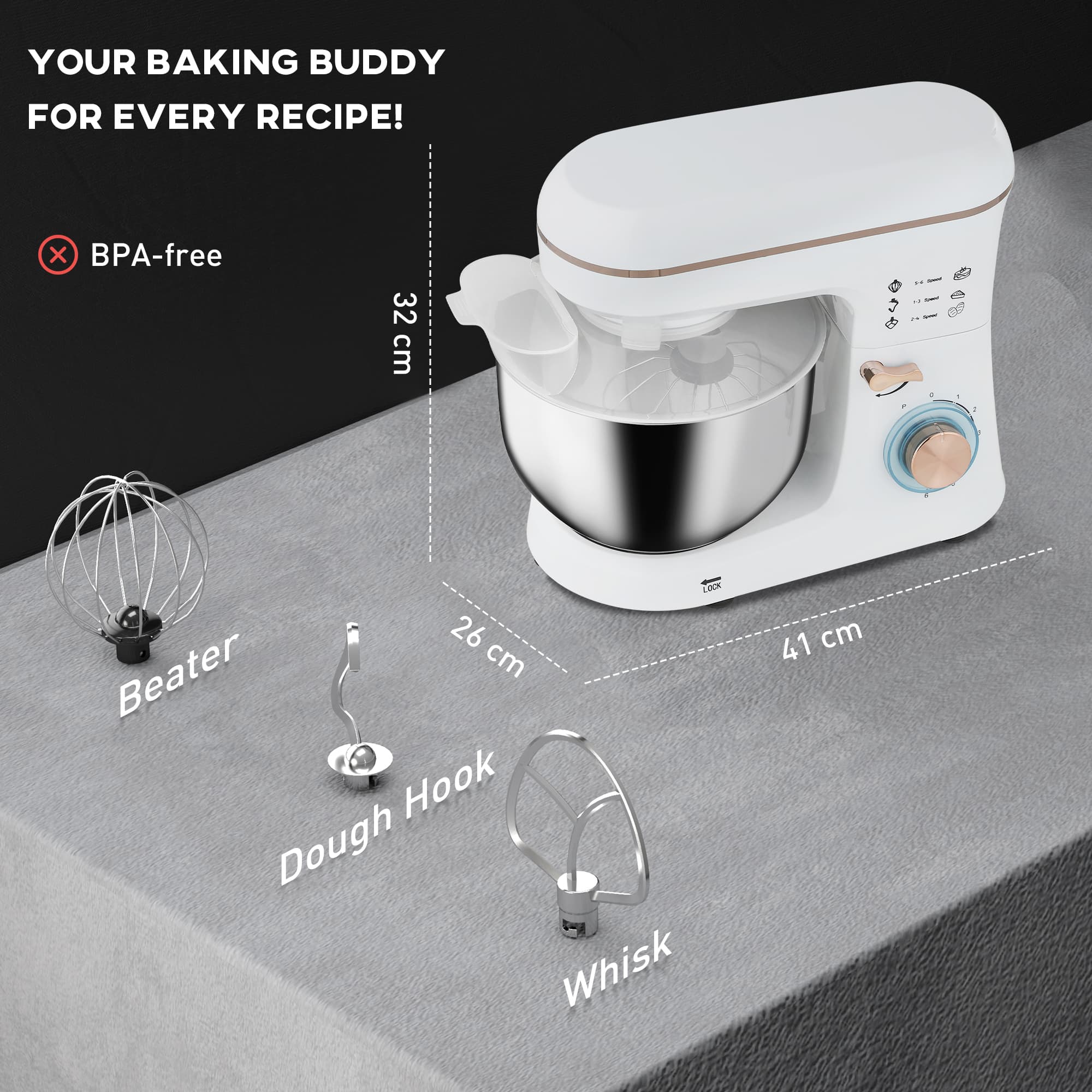 Transform Your Baking with the Premium 1400W 5L Stand Mixer - image 4