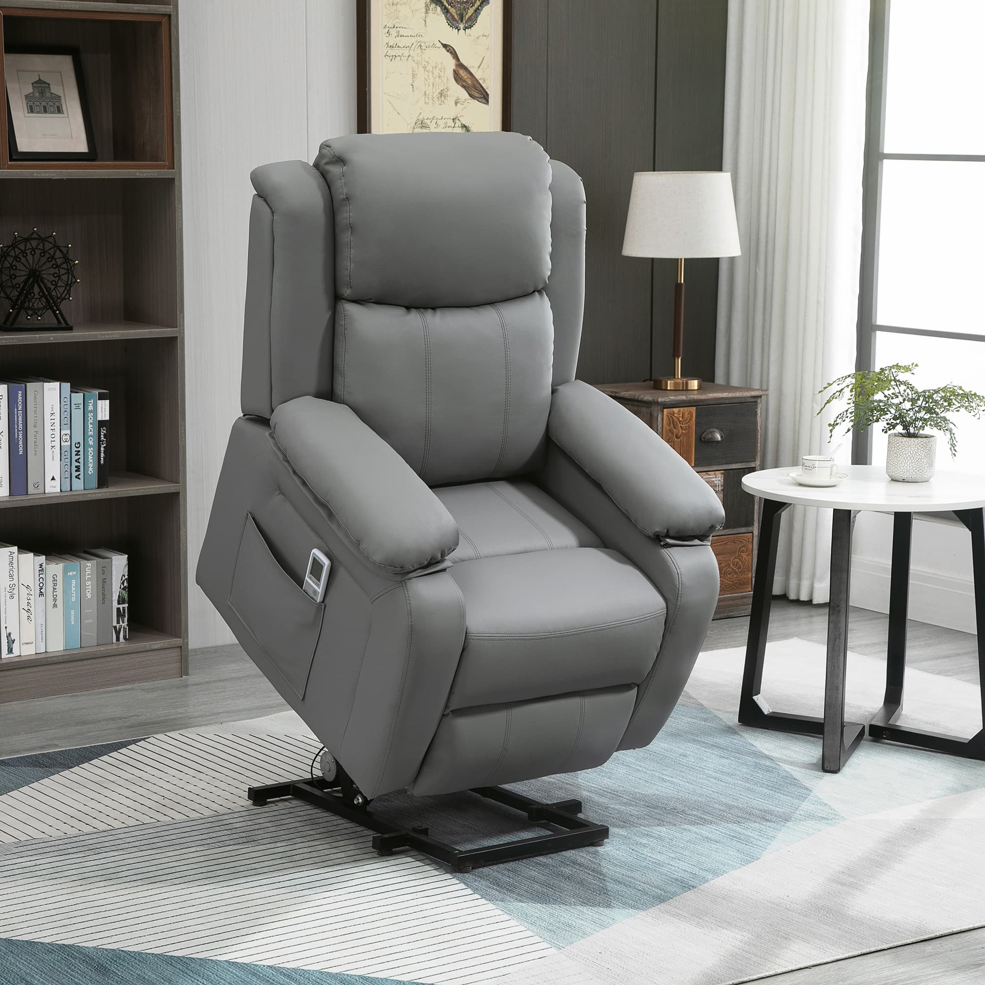 Effortless Comfort: Grey Electric Riser Recliner with Massage - image 1