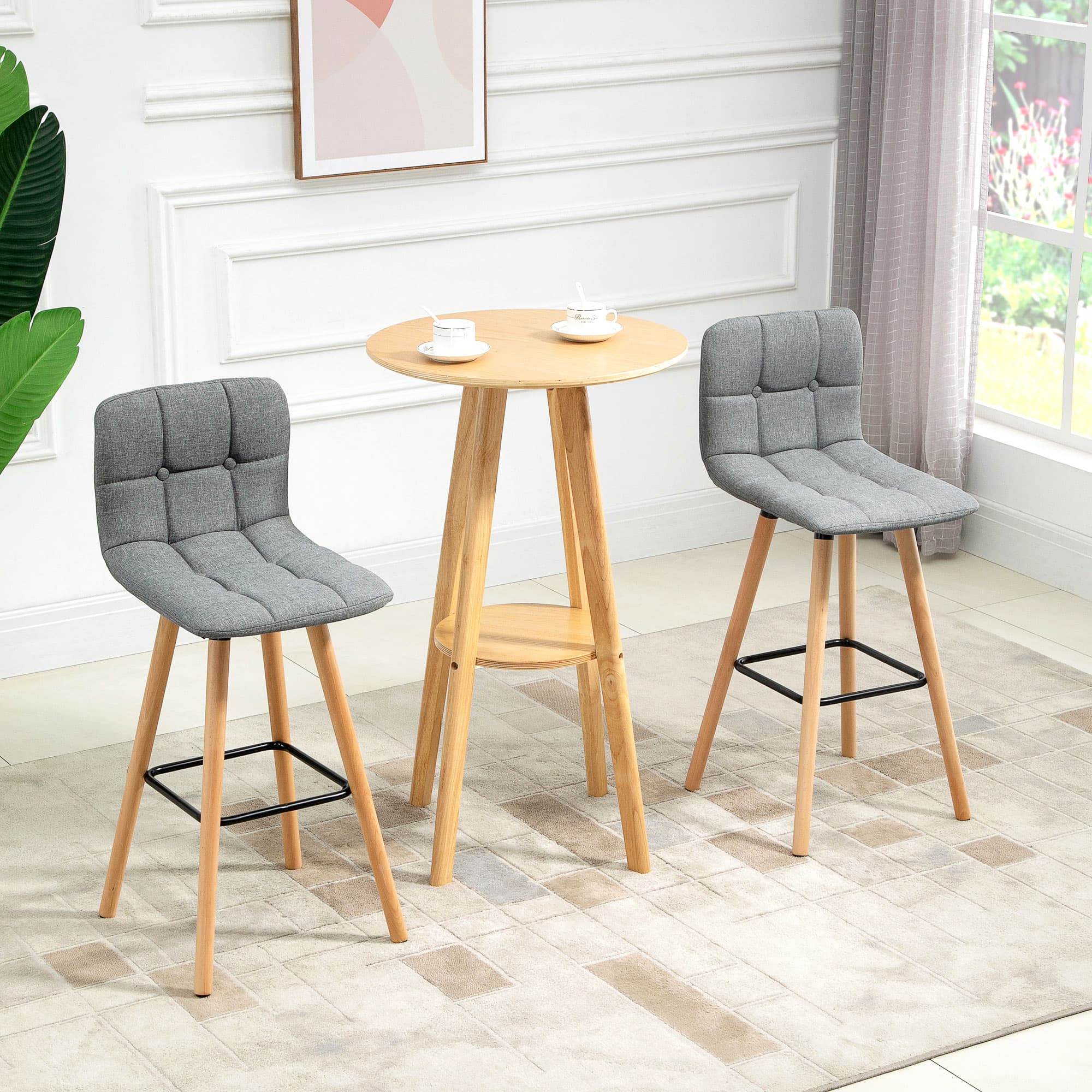 Transform Your Kitchen with Grey Button-Tufted Bar Stools - image 4