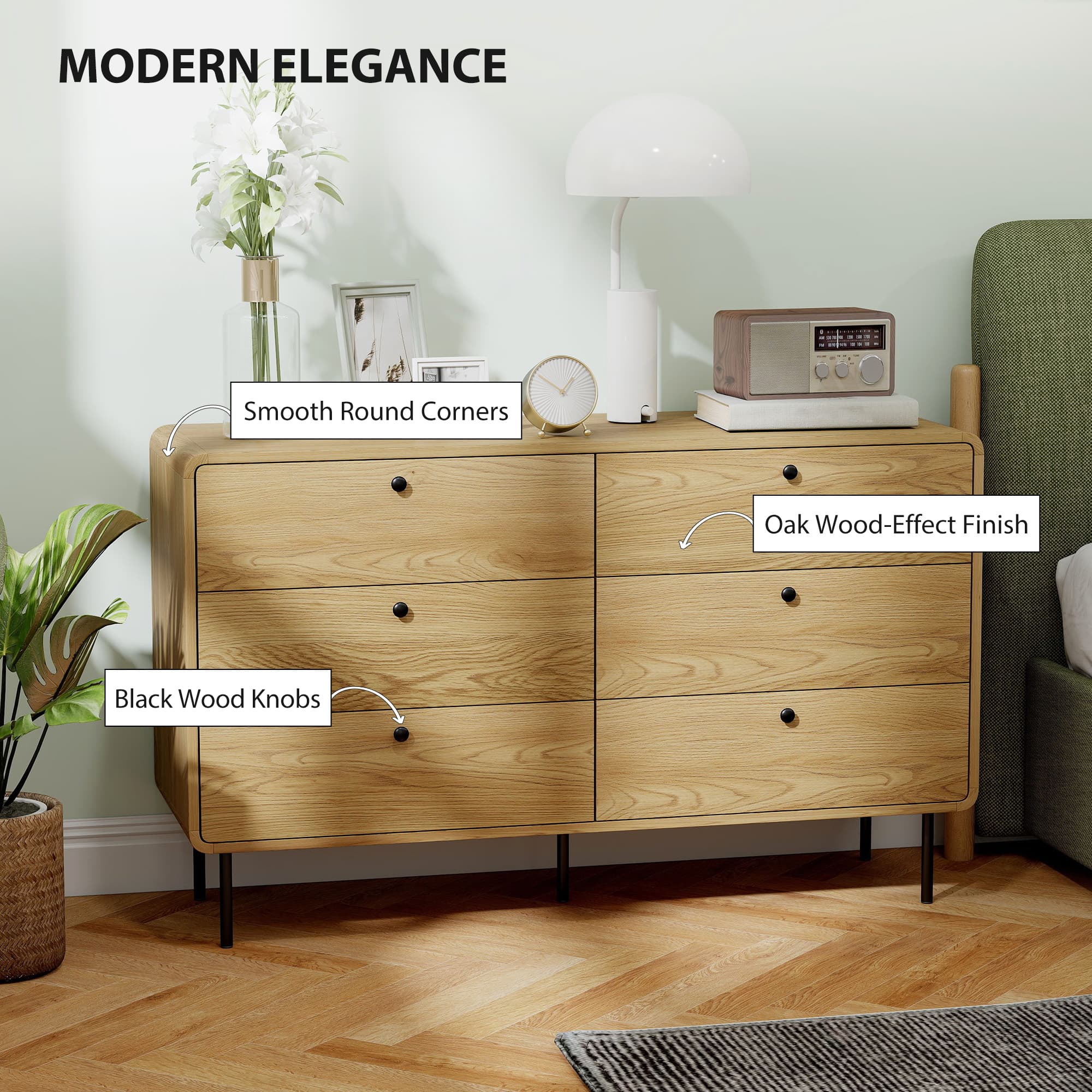 Transform Your Bedroom with this Modern Oak 6-Drawer Chest - image 2