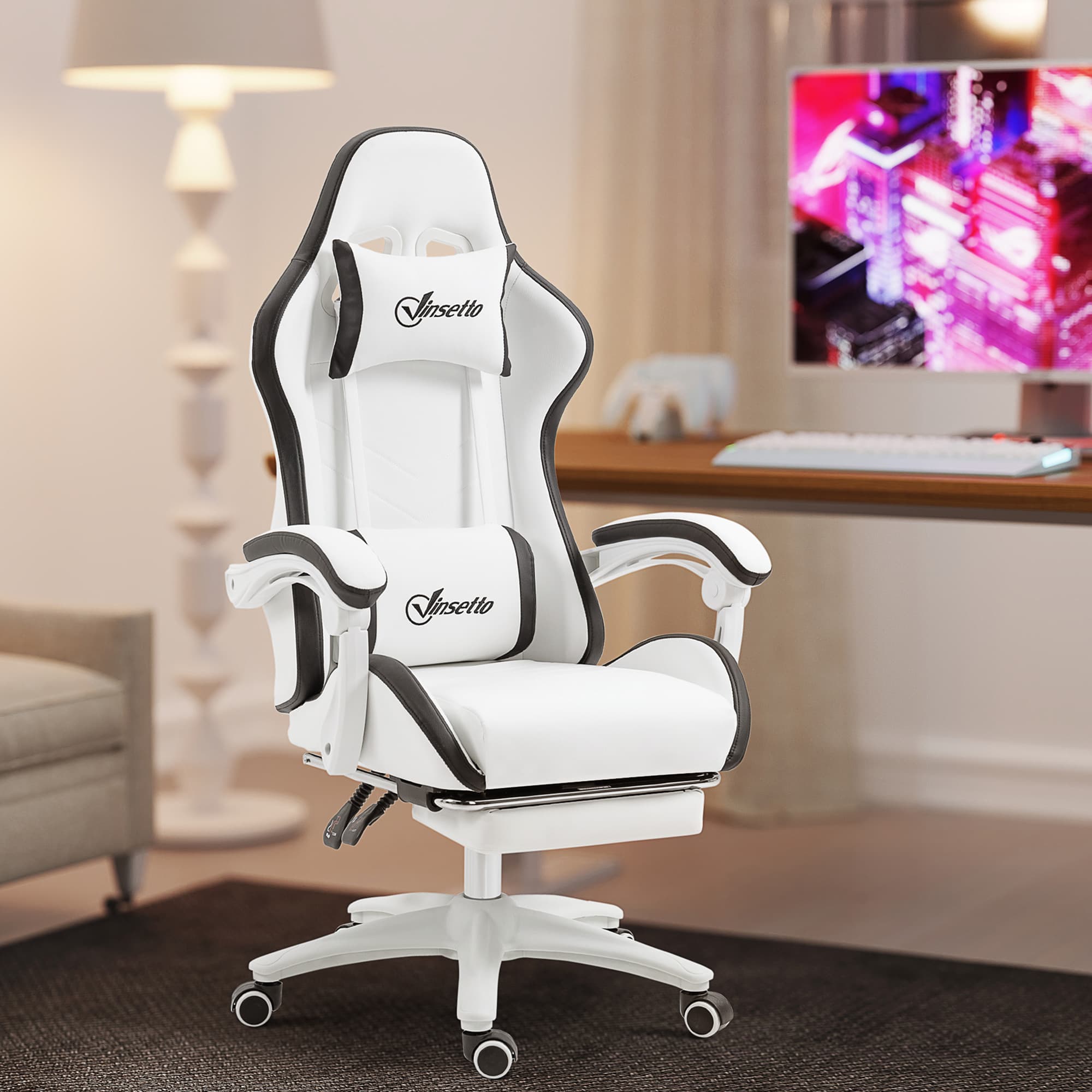 Reclining Gaming Chair with Pull-Out Footrest and Lumbar Pillow - image 7