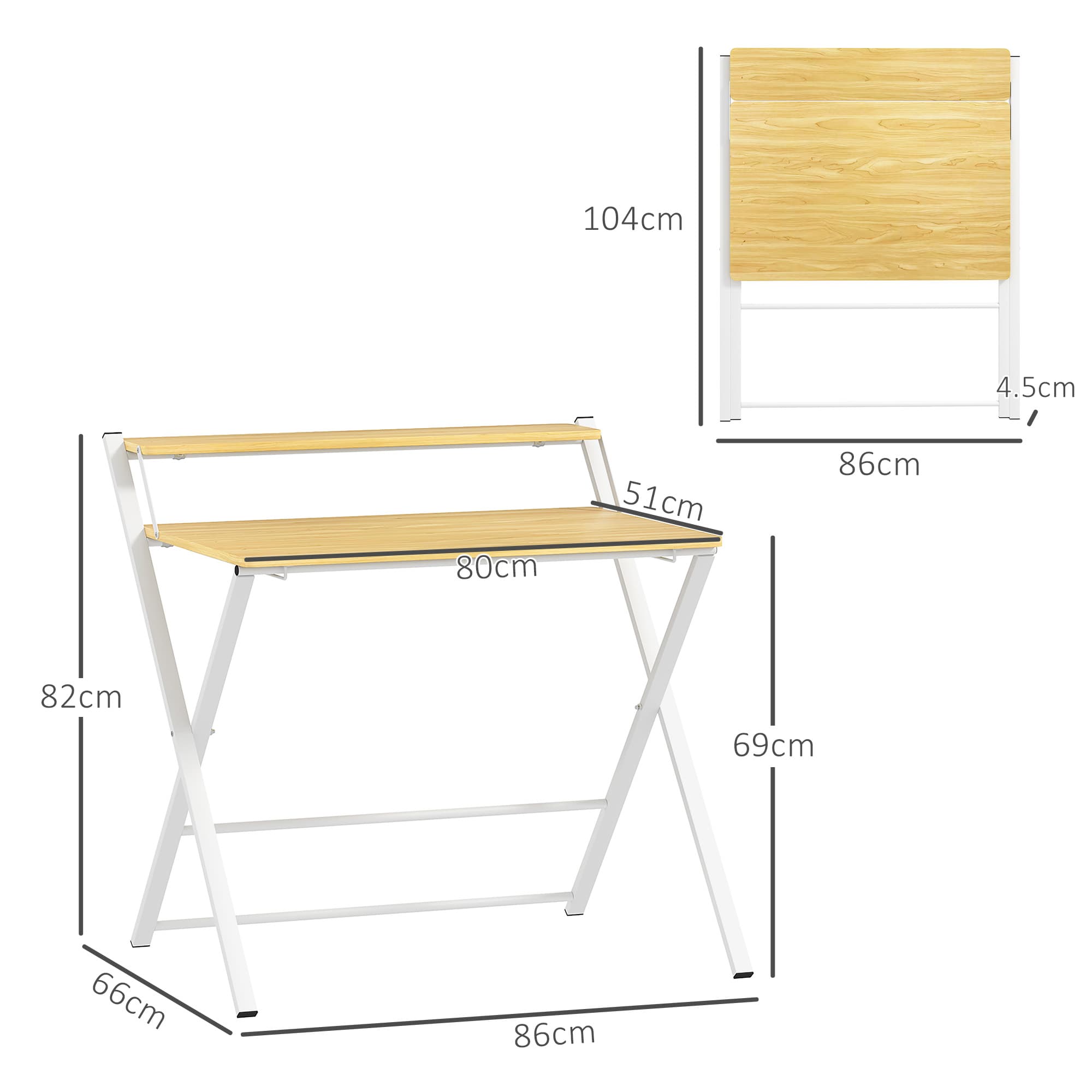 Foldable Study Desk with Upper Shelf for Small Spaces - image 2