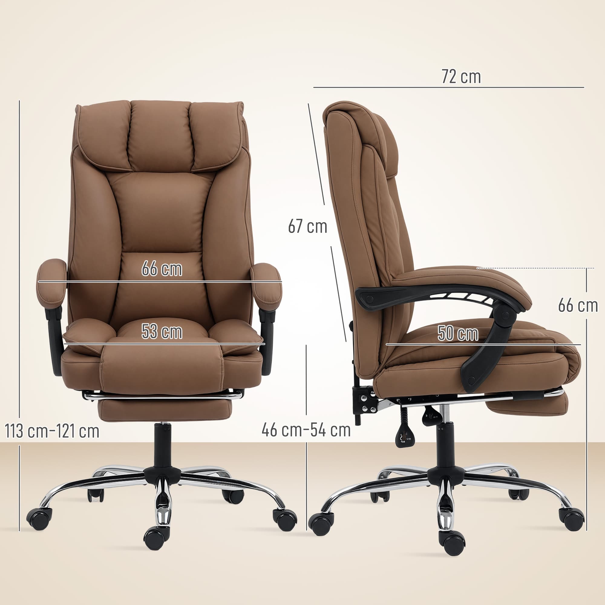 Premium Brown Reclining Office Chair with Built-In Footrest - image 3