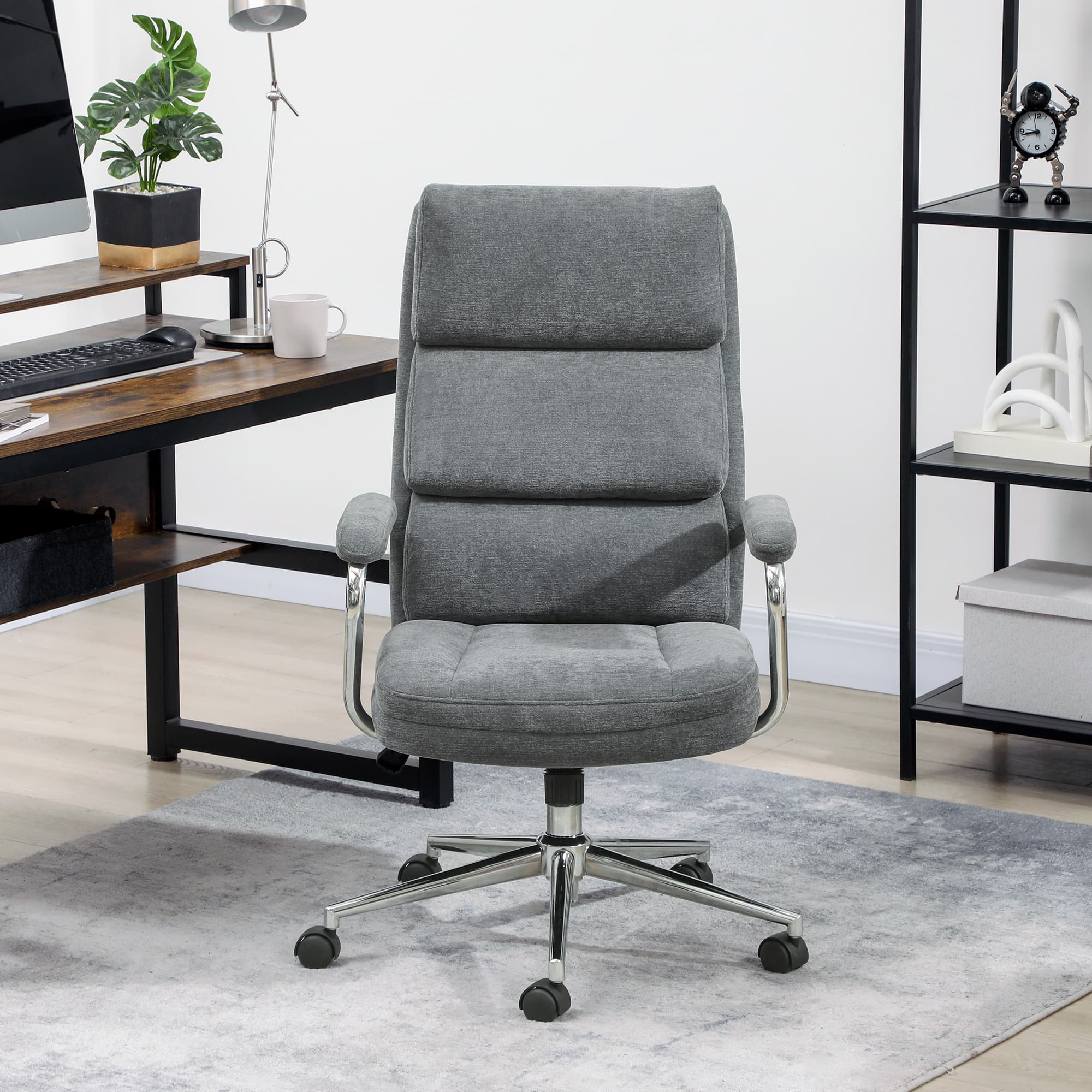 Charcoal Grey Linen Executive Chair for Effortless Support - image 1