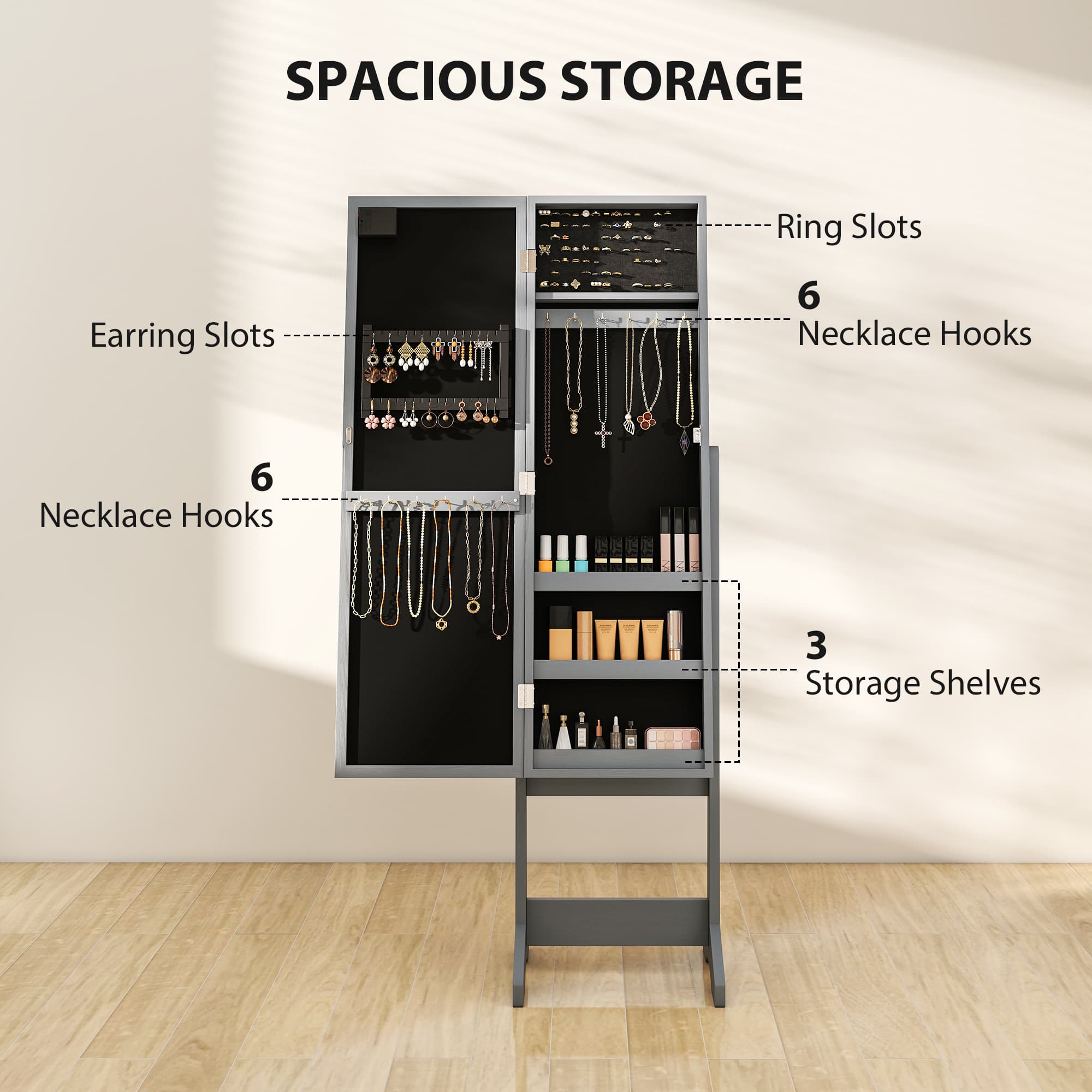 Transform Your Routine with this Mirrored Jewellery Cabinet - image 2
