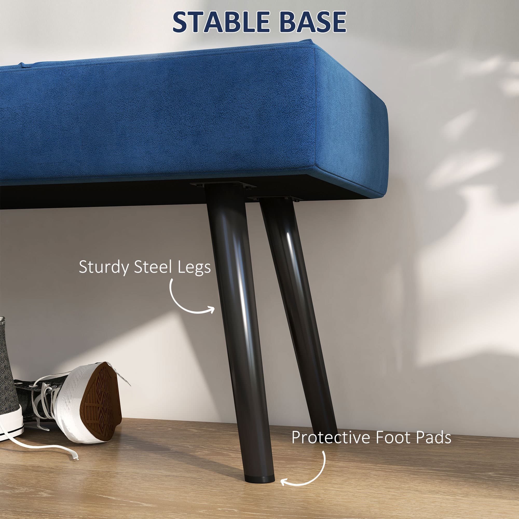 Luxurious Blue Velvet Hallway & End of Bed Bench - image 2