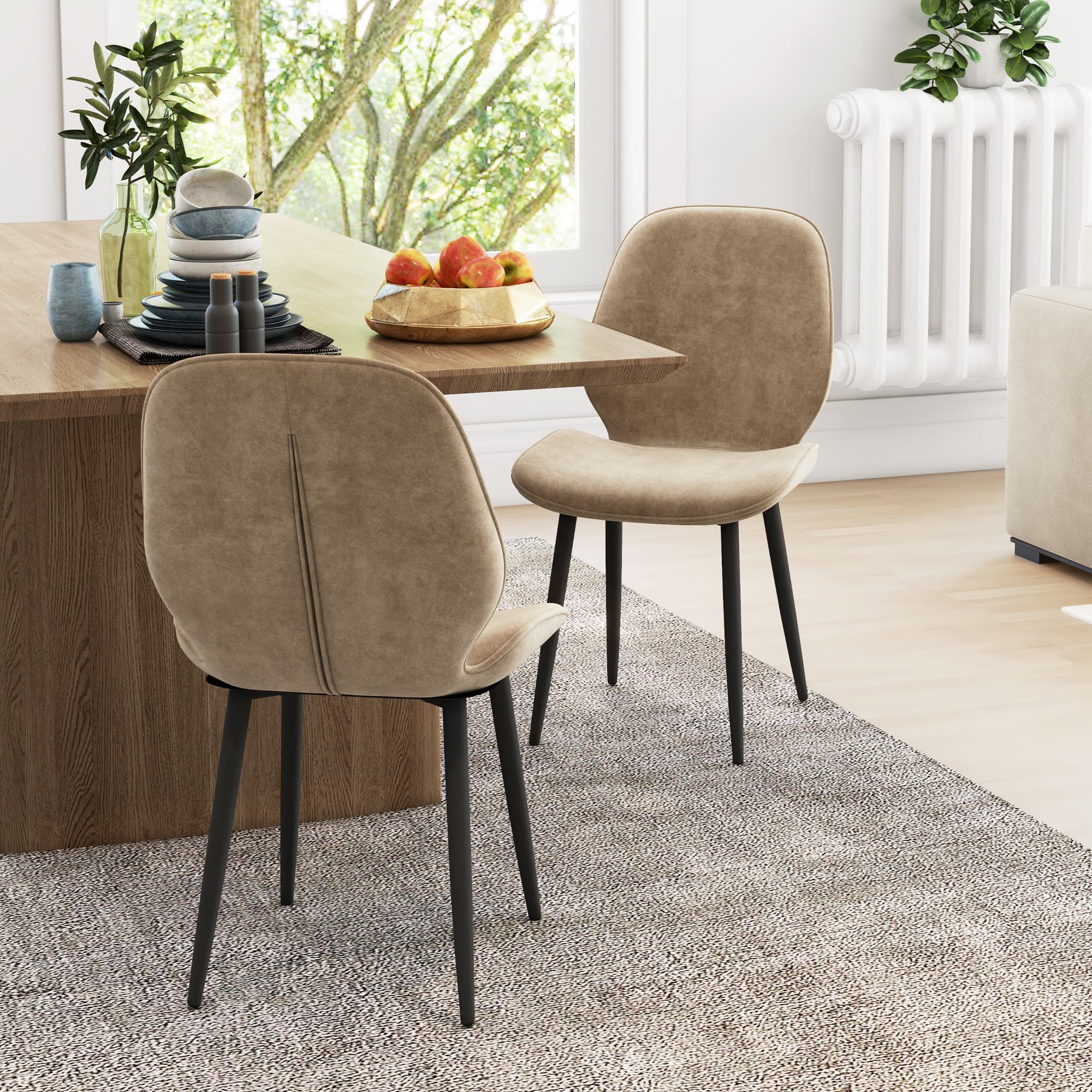 Transform Your Dining Space With Light Brown Velvet Chairs - image 1