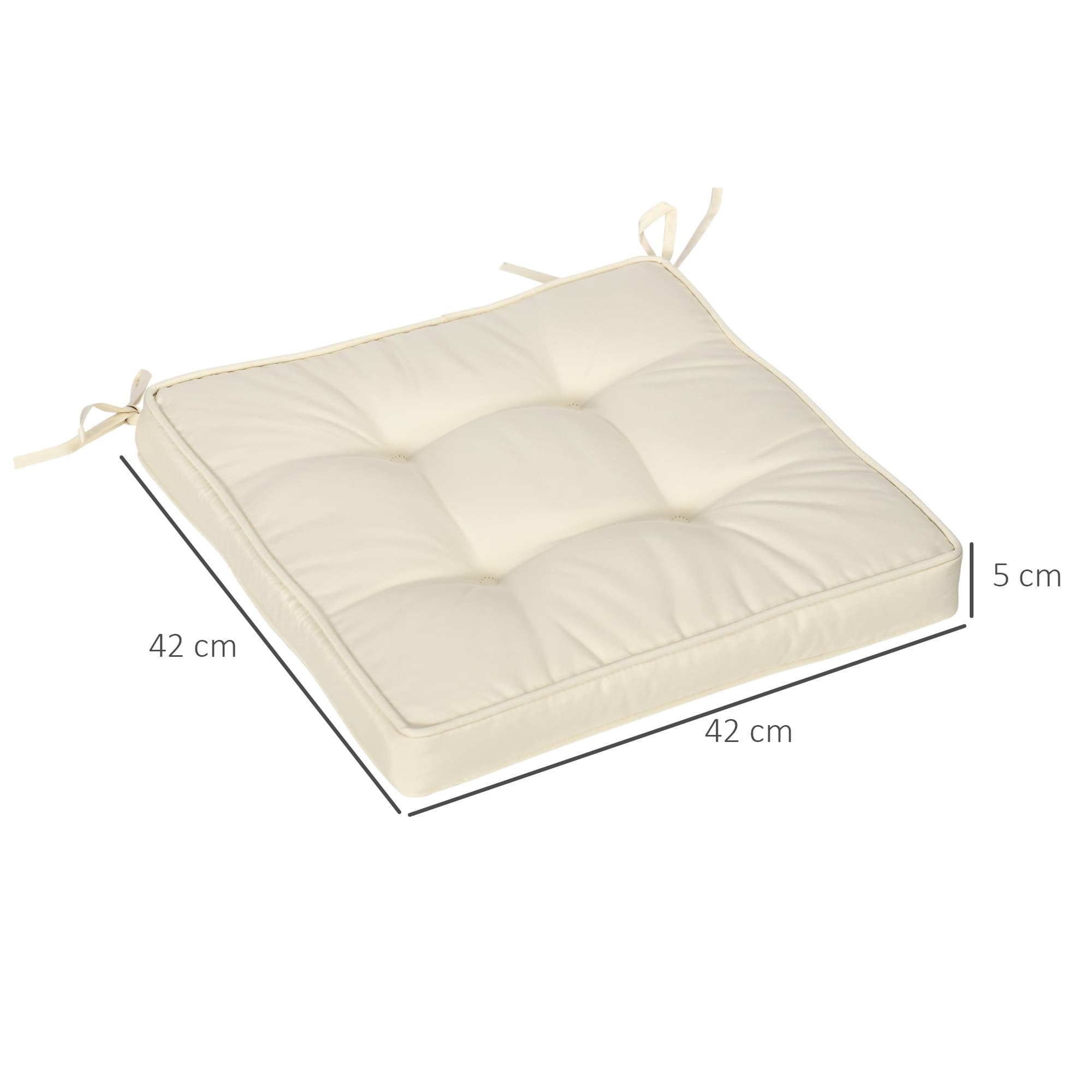 Set of 4 Cream Garden Chair Cushions with Tie Fastenings - image 10