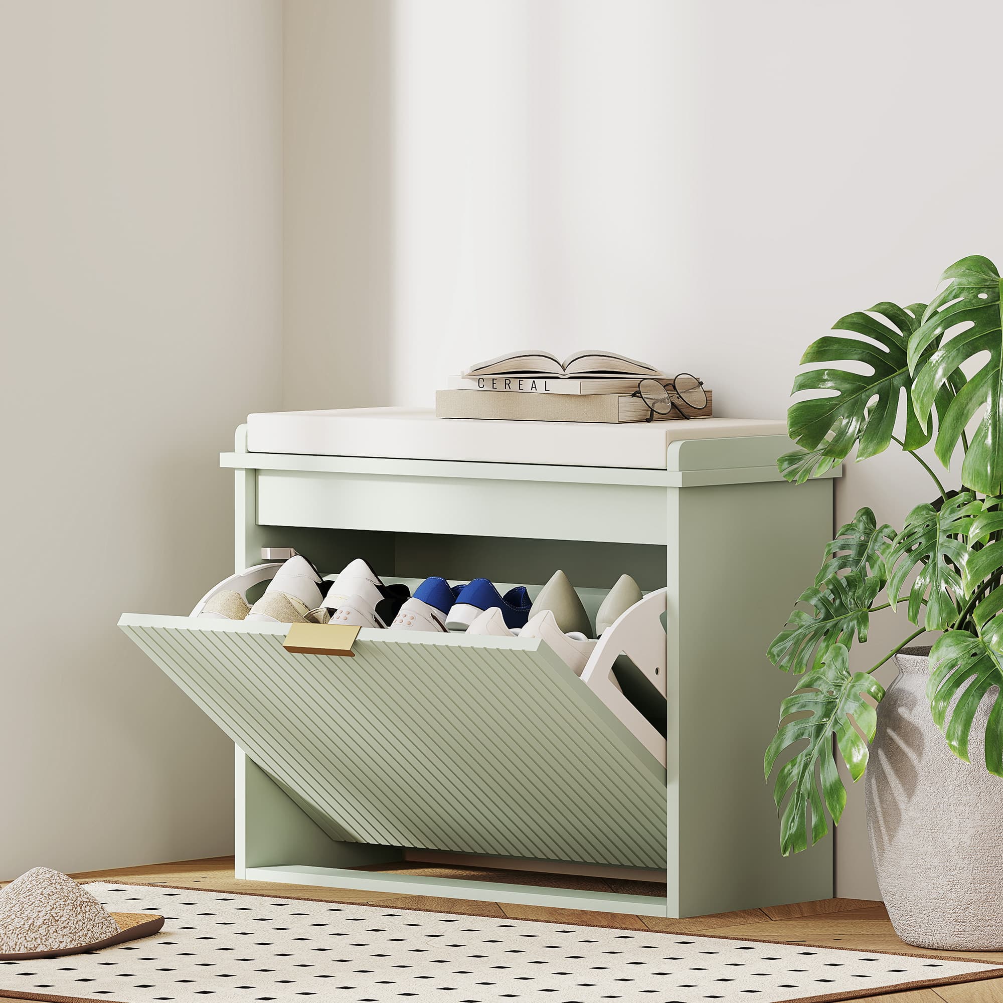 Transform Your Hallway with this Elegant Green Shoe Bench - image 2