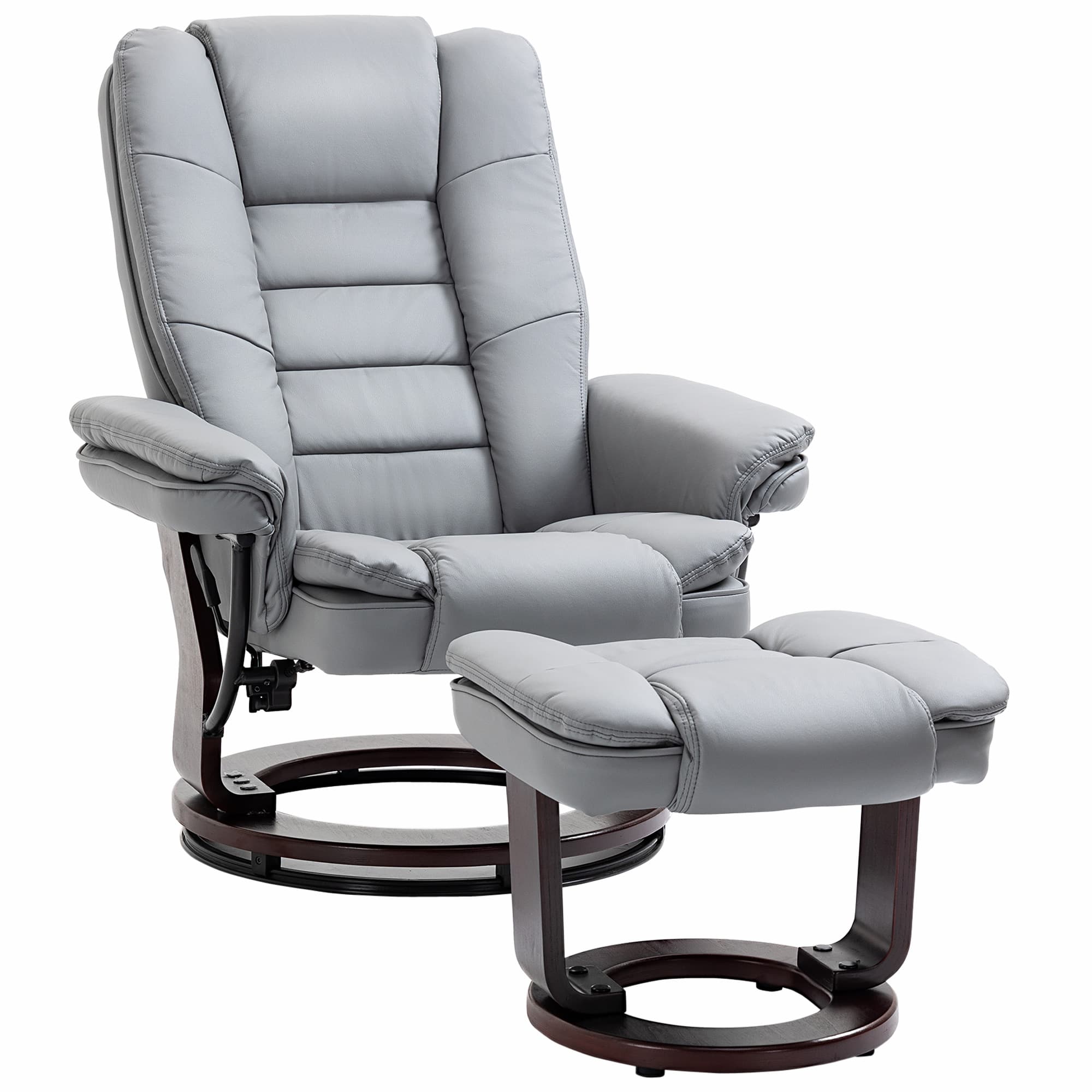 Effortless Comfort: Grey Swivel Recliner Chair & Footstool