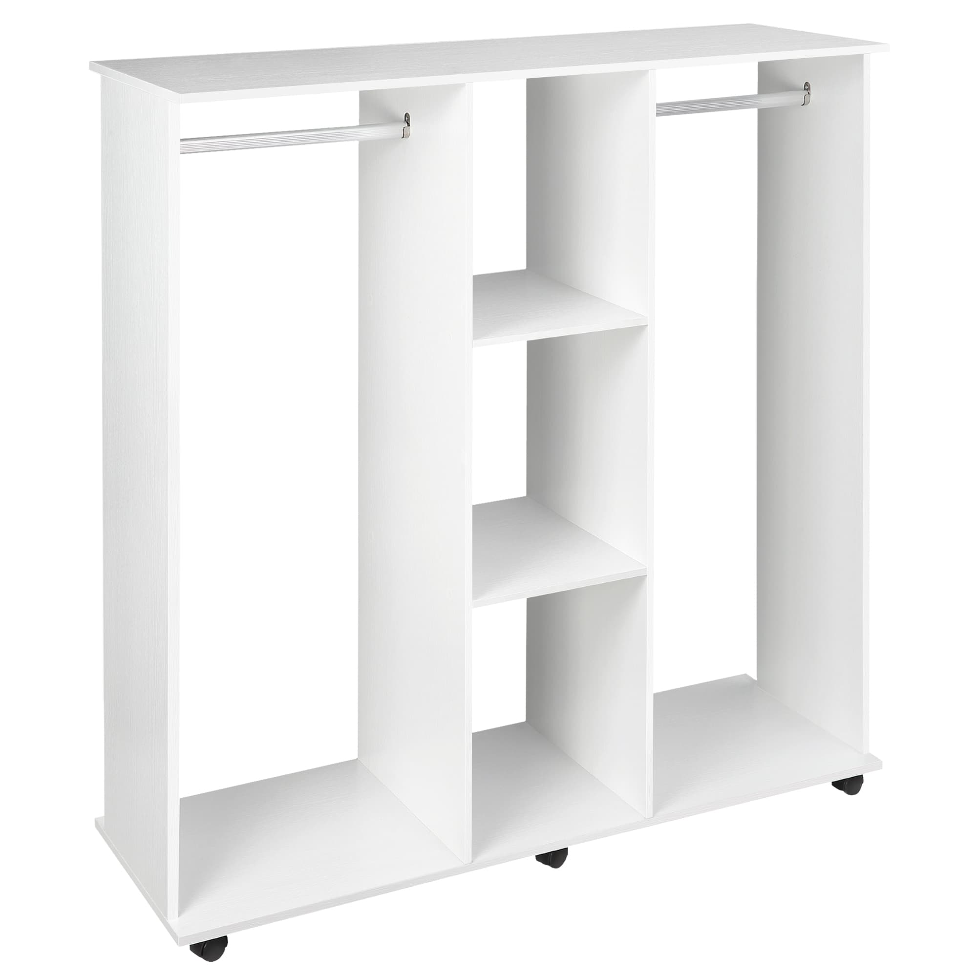 Transform Your Space with this White Mobile Open Wardrobe - White