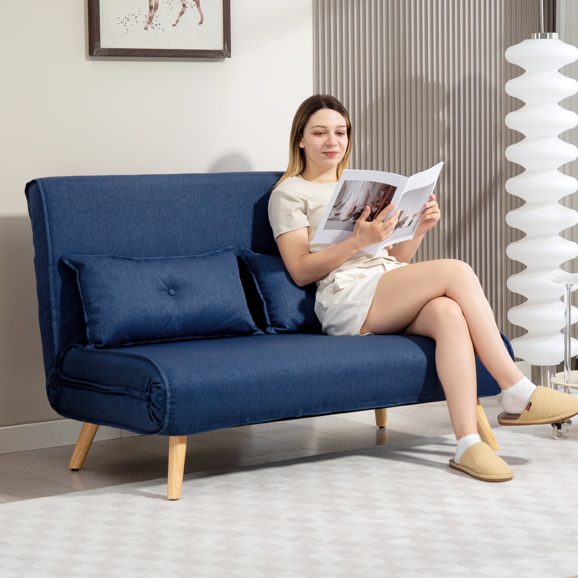 Effortless Dark Blue Two-Seater Click-Clack Sofa Bed - image 5