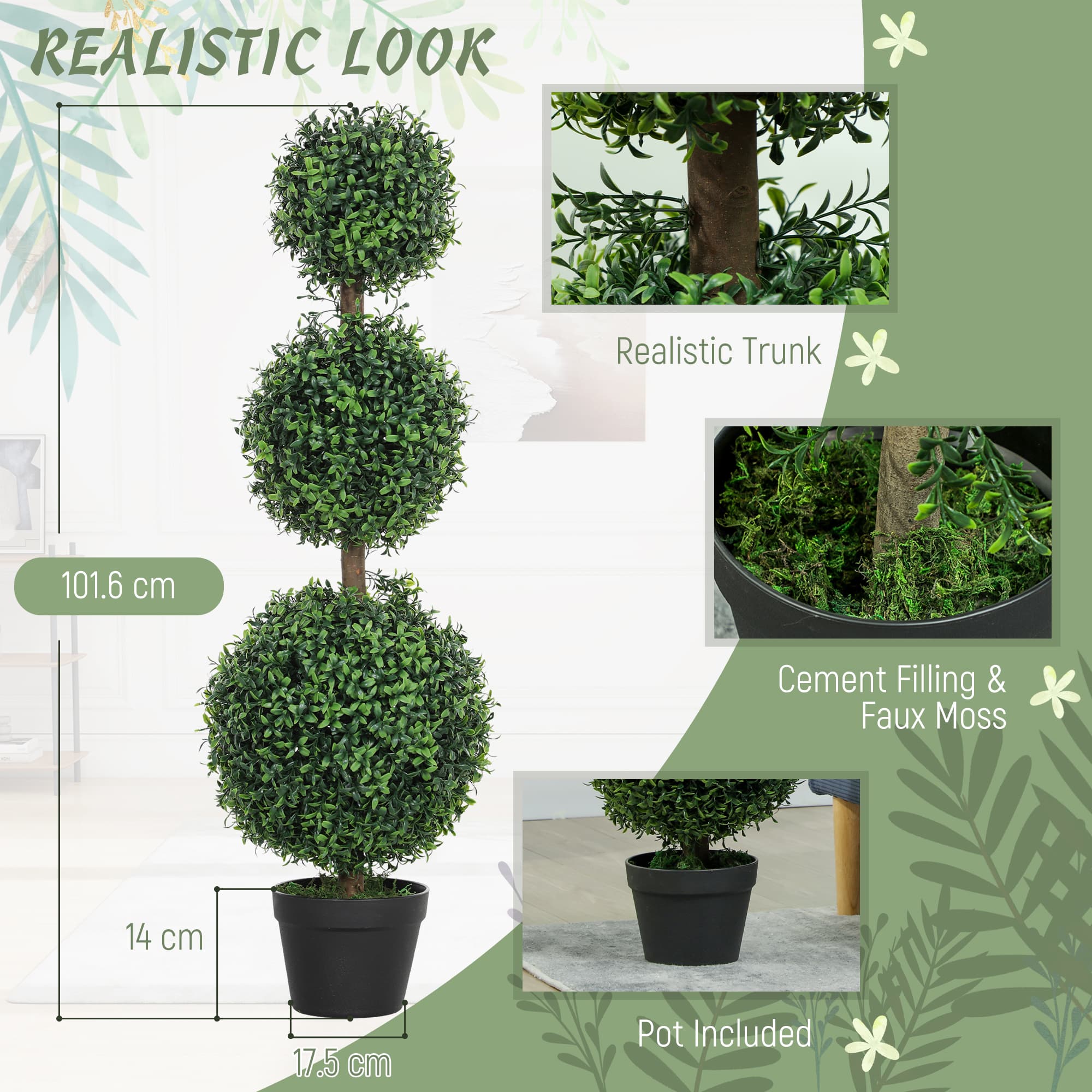 Effortless Elegance: 100cm Artificial Boxwood Topiary Trees - image 3