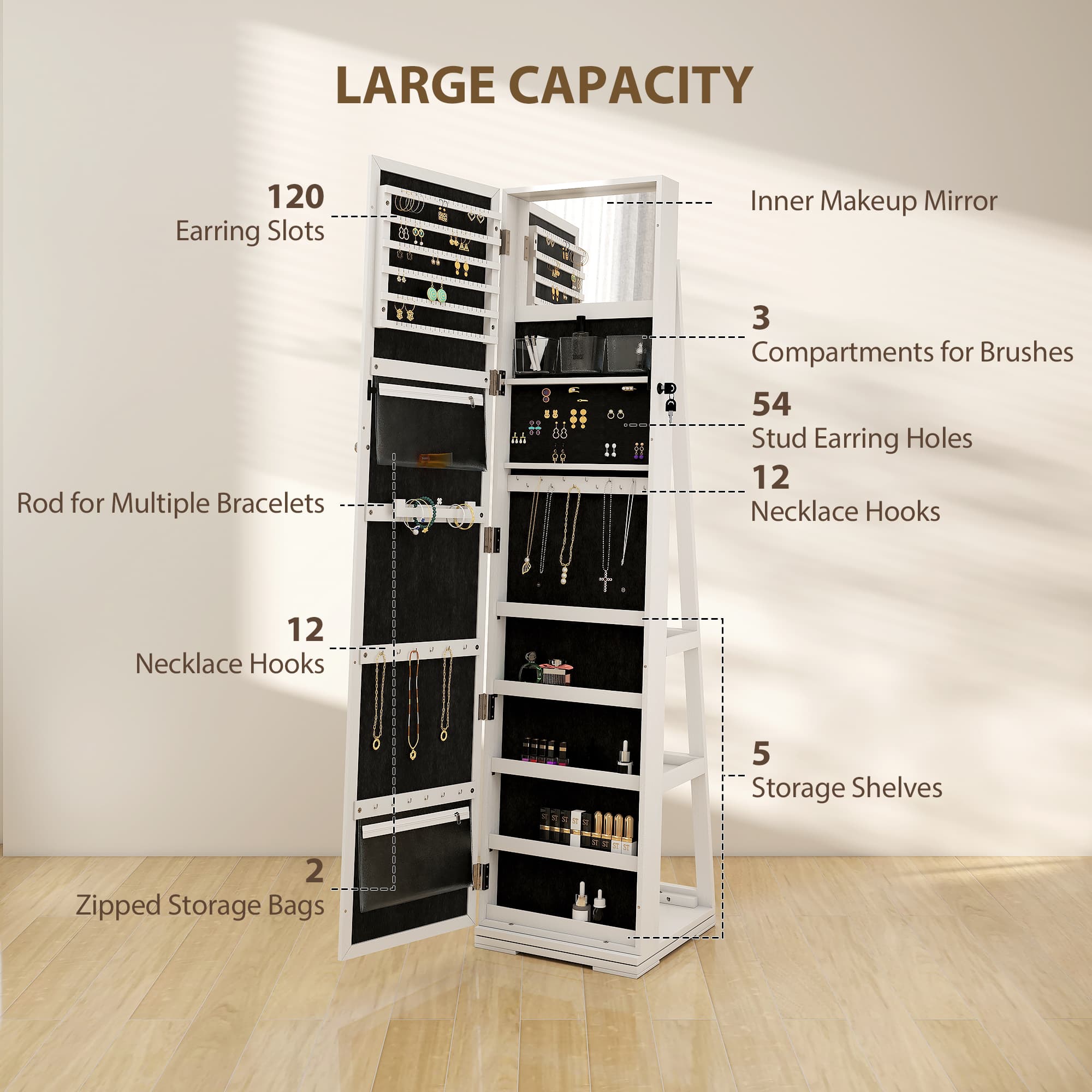 Transform Your Space with this 360° Swivel Jewellery Cabinet - image 4
