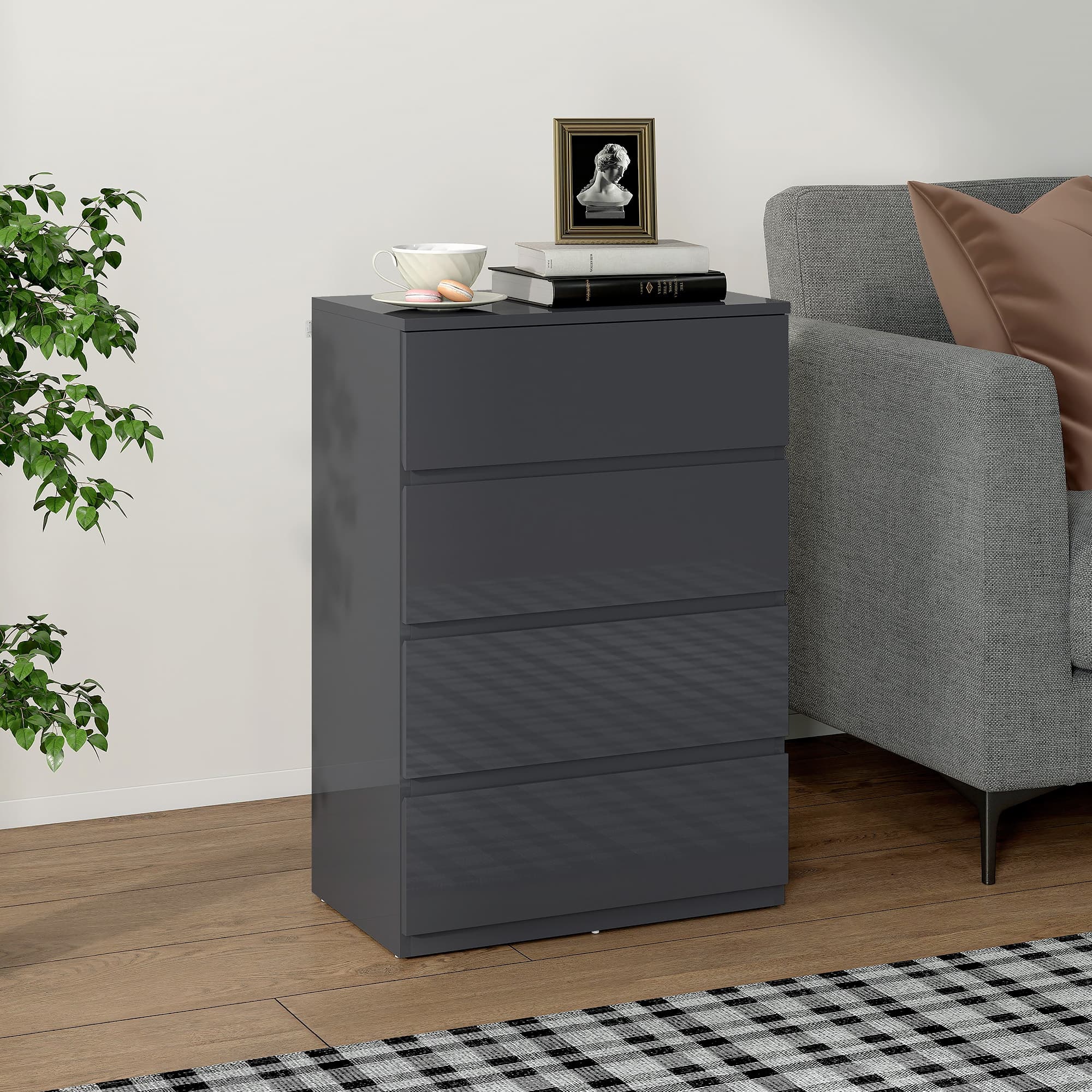 Transform Your Bedroom with this Sleek High Gloss Grey Chest - image 1