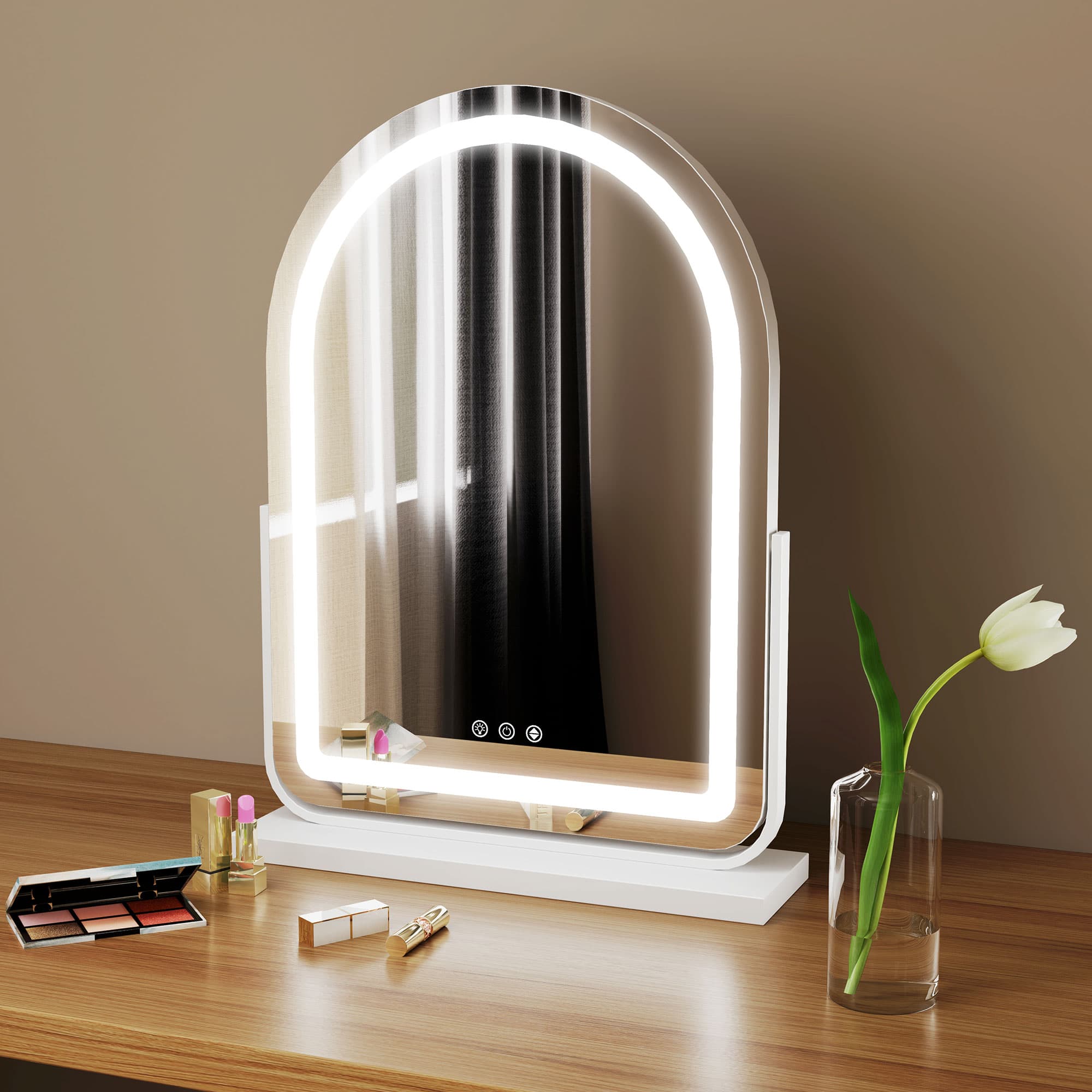 Transform Your Routine with this Dimmable White LED Vanity Mirror - White