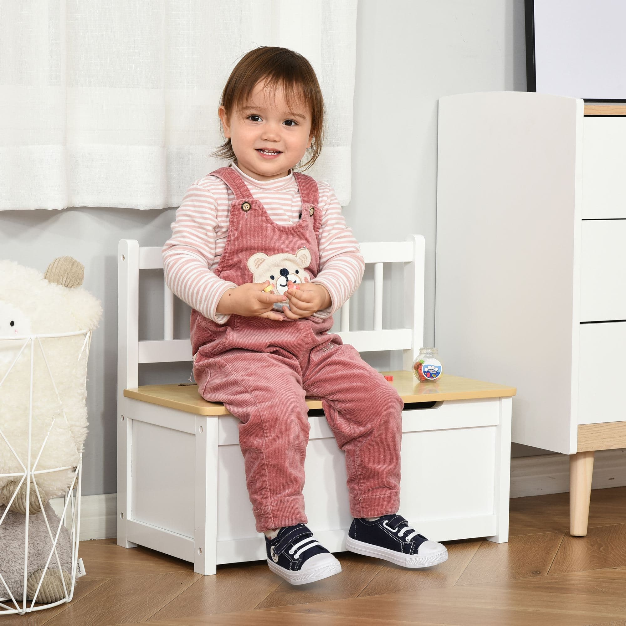 White Toy Box Bench for Children's Rooms - image 3