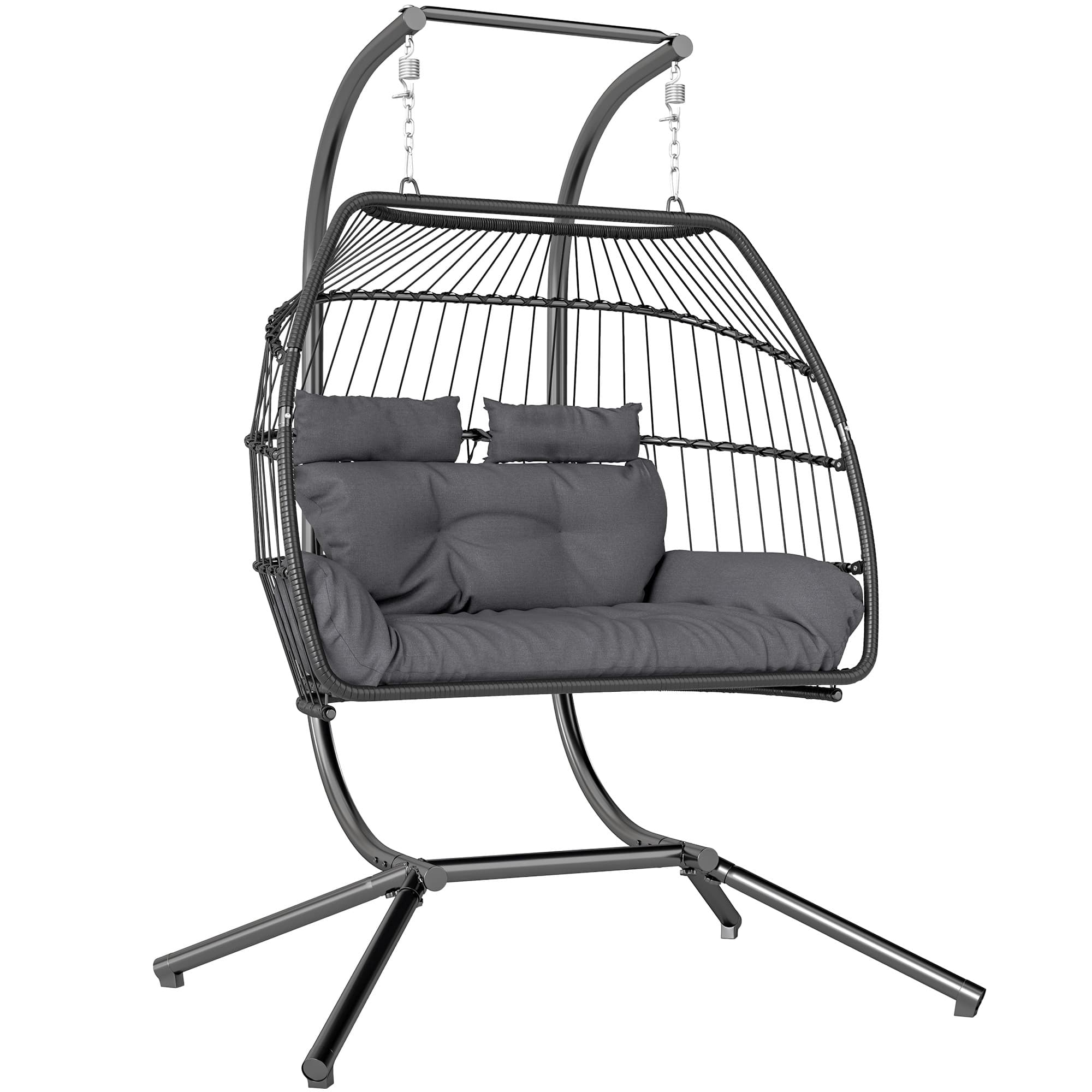 Effortless Relaxation: Dark Grey Double Hanging Egg Chair