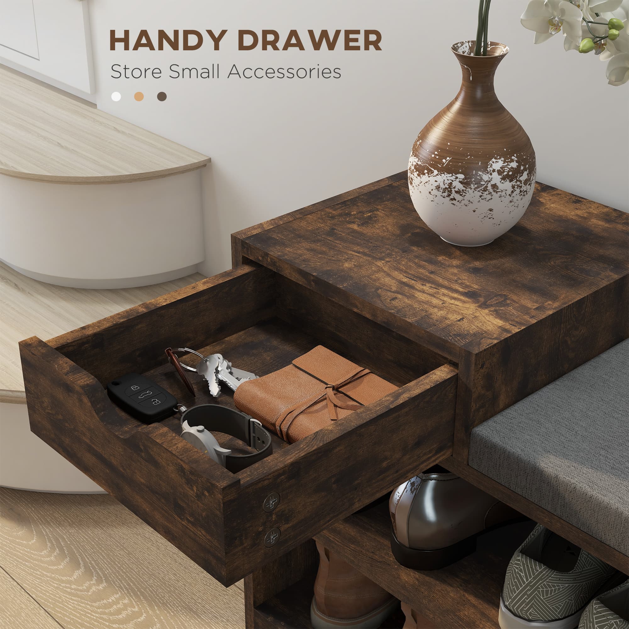 Effortless Hallway Organisation: Rustic Shoe Bench with Seat - image 1