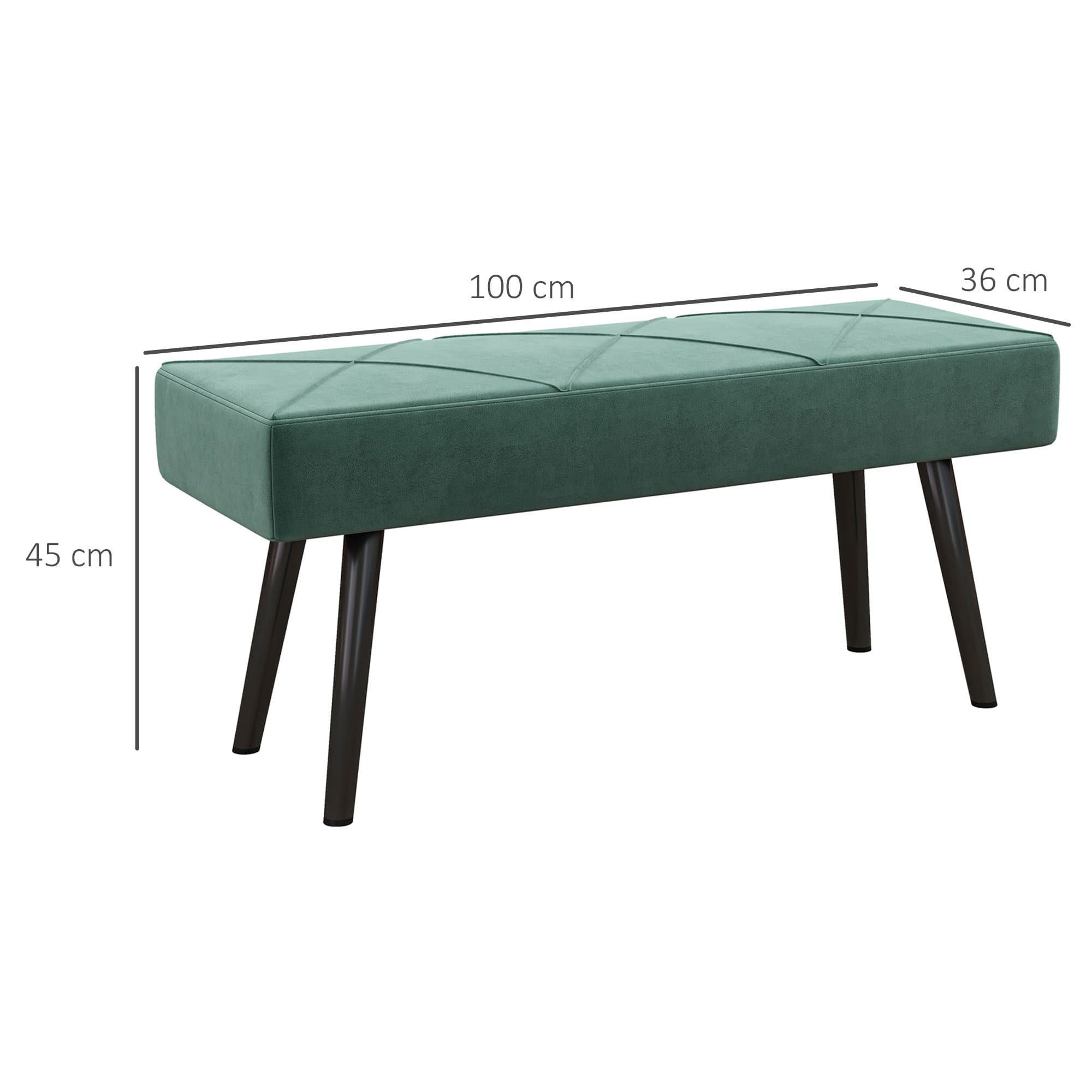 Luxe Green Velvet End of Bed Bench with Steel Legs - image 4