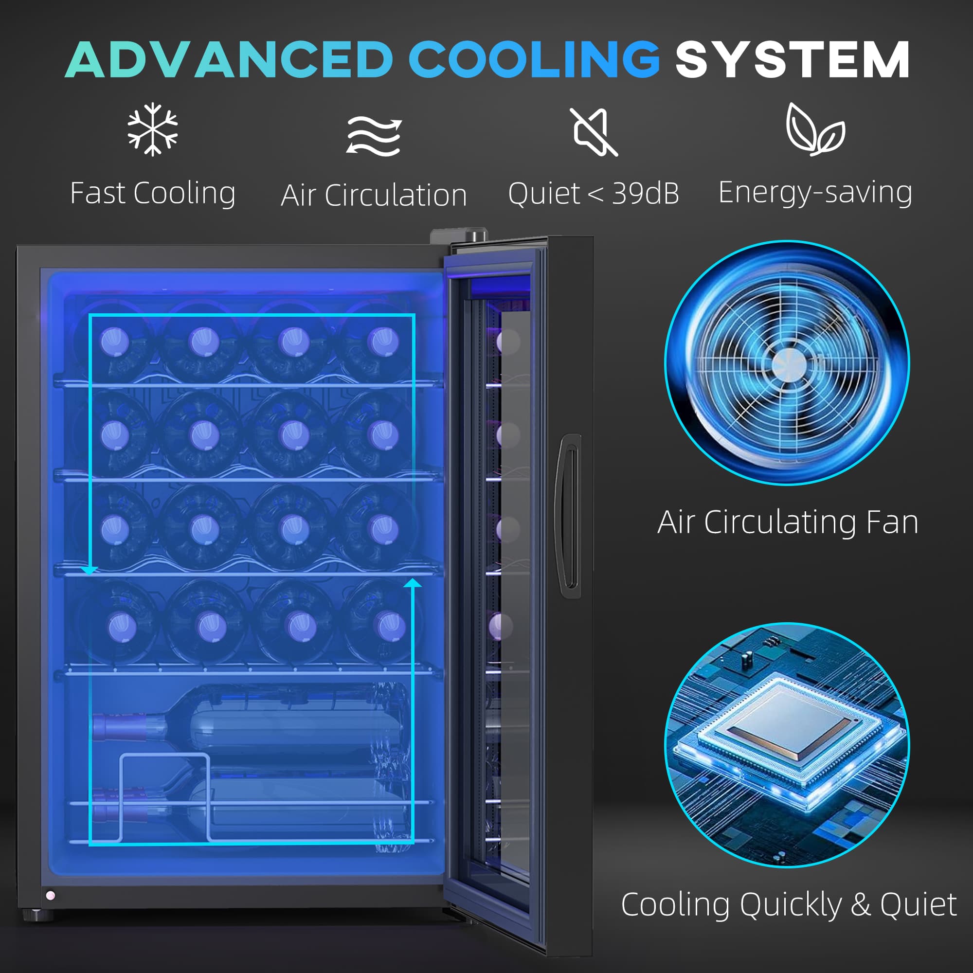 20-Bottle Wine Cooler with Adjustable Temperature and Blue LED - image 10