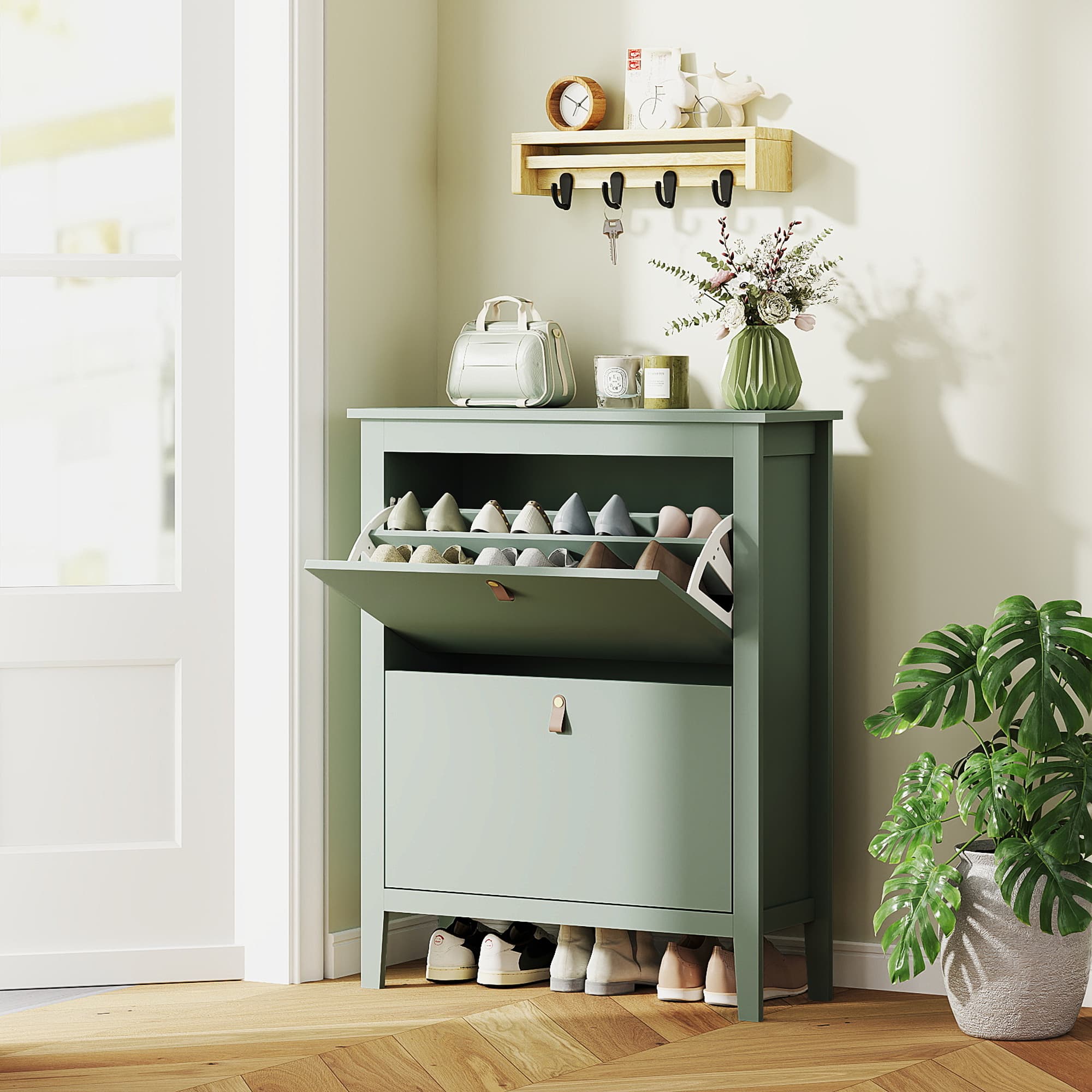 Transform Your Hallway with this Slim Green Shoe Cabinet - image 4