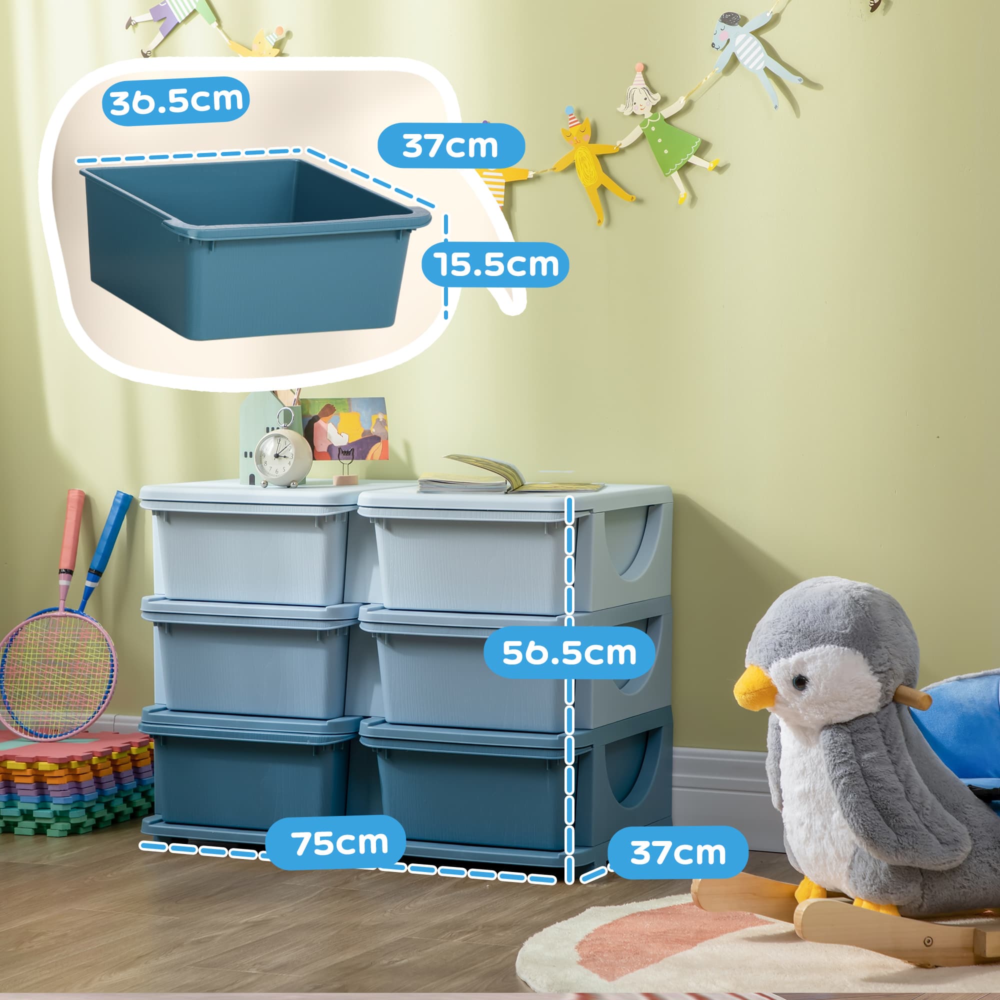 Blue 6-Drawer Kids Storage Unit for Effortless Tidy-Ups - image 5