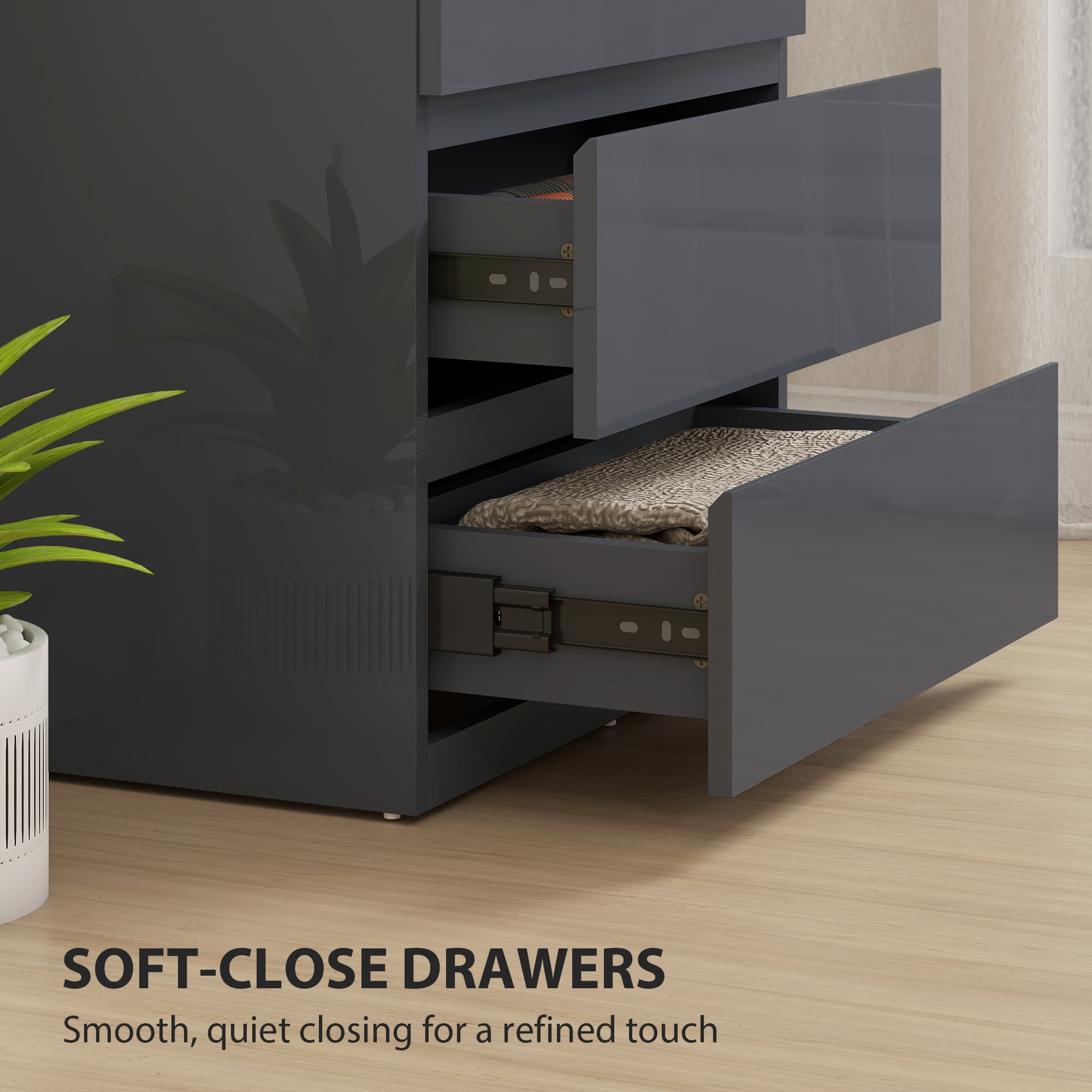 Transform Your Bedroom with this Sleek High Gloss Grey Chest - image 3