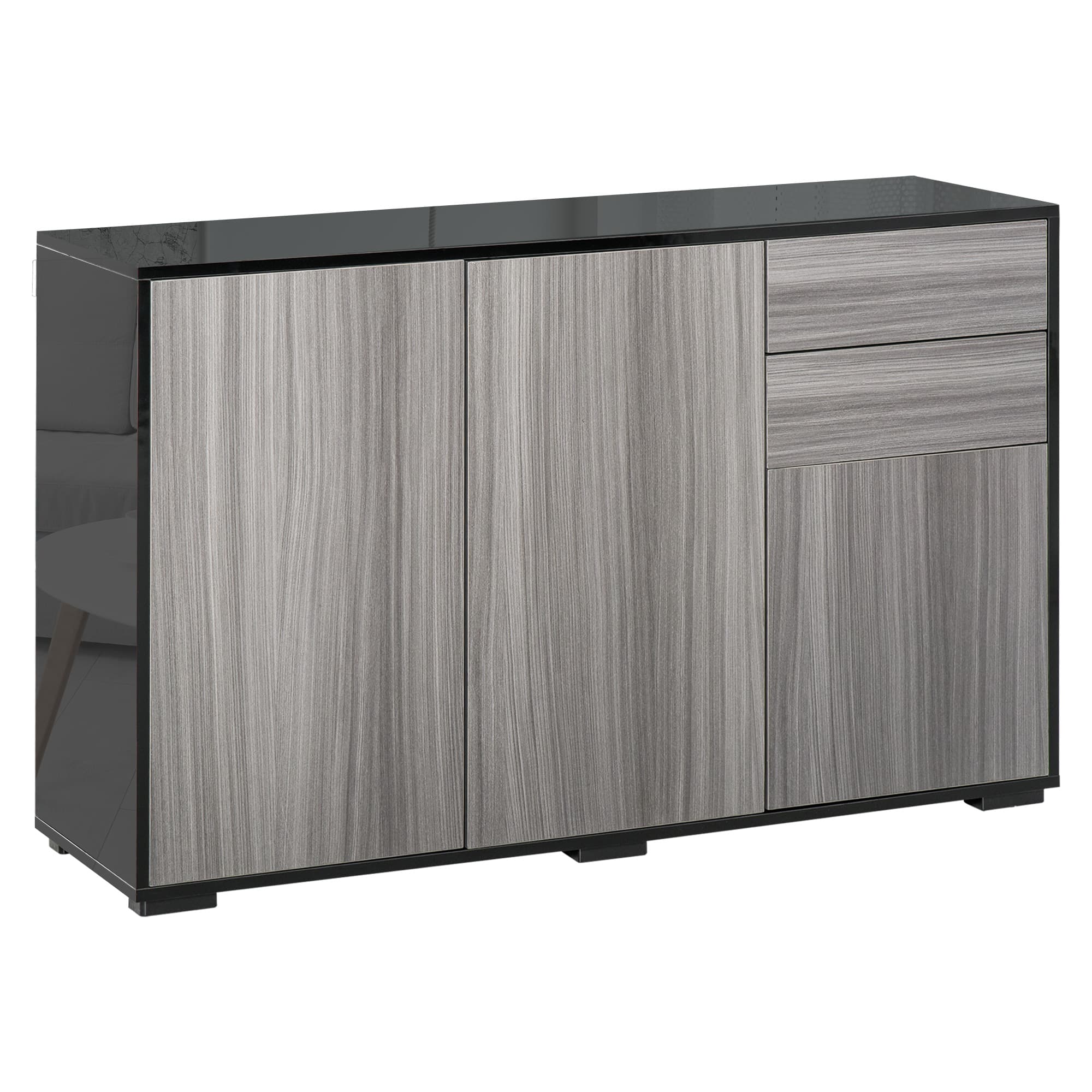 Transform Your Space with this High Gloss Push-Open Sideboard - Grey