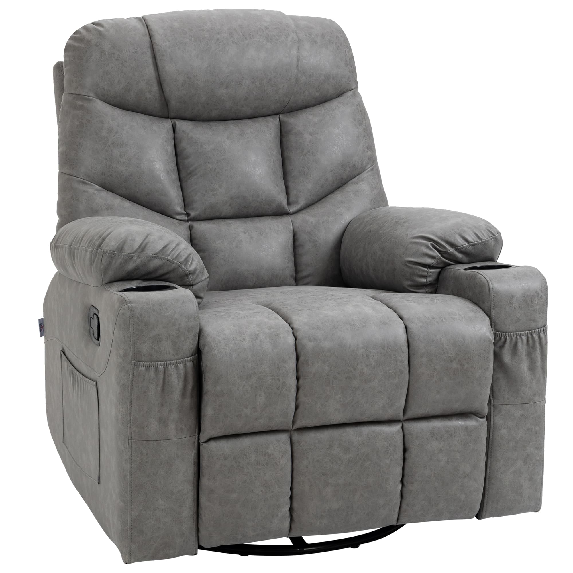 Effortless Comfort: Light Grey Faux Leather Recliner Chair