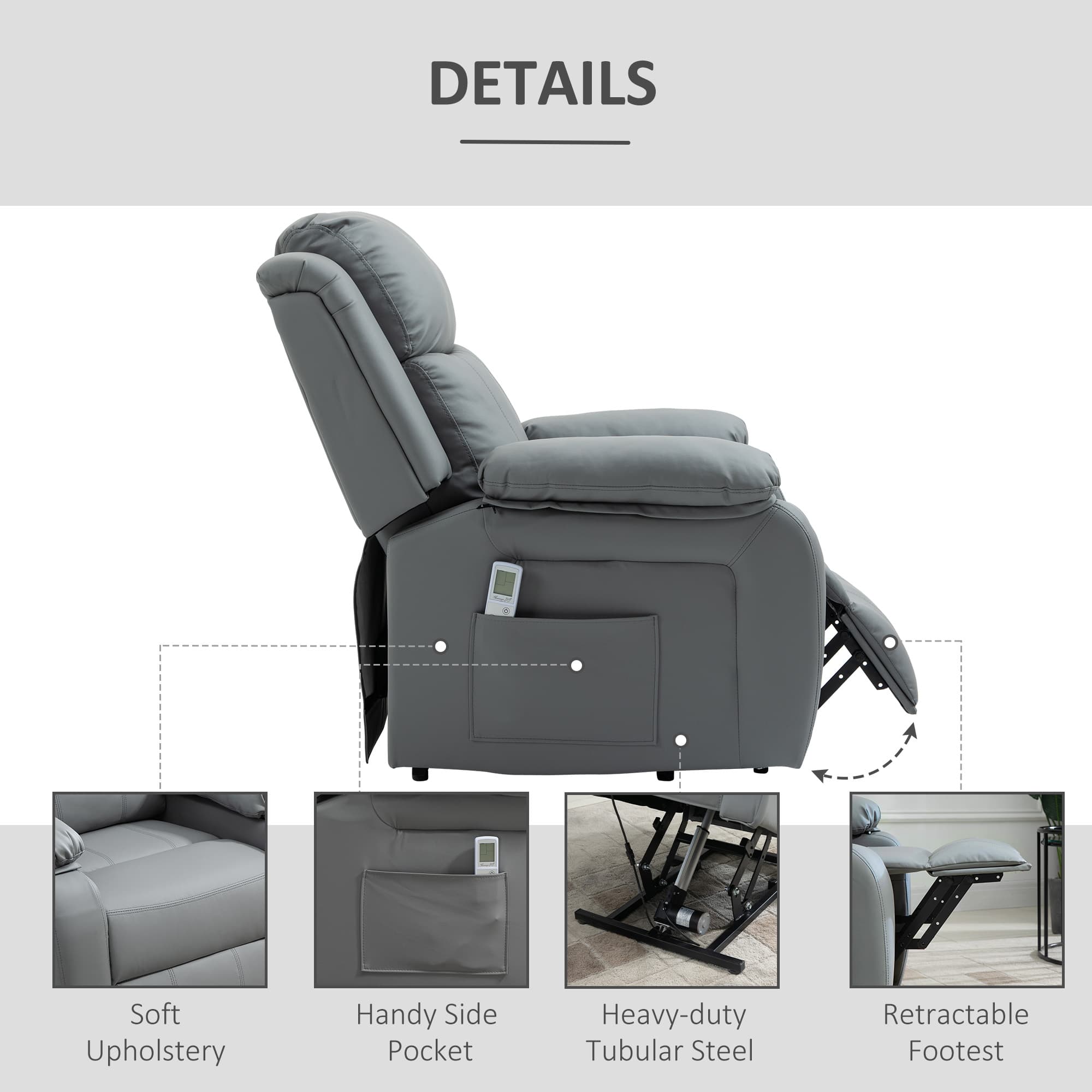 Effortless Comfort: Grey Electric Riser Recliner with Massage - image 2