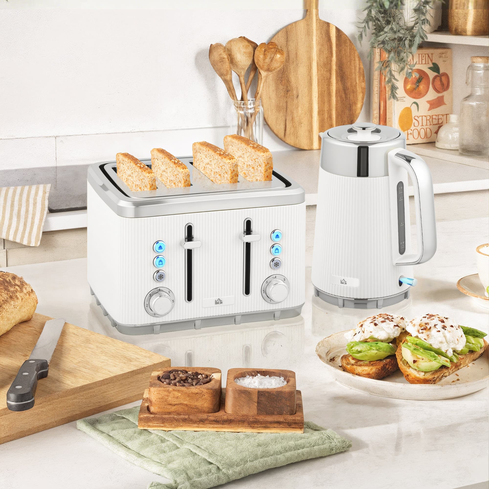 Effortless Mornings: White Kettle & 4-Slice Toaster Set - image 1