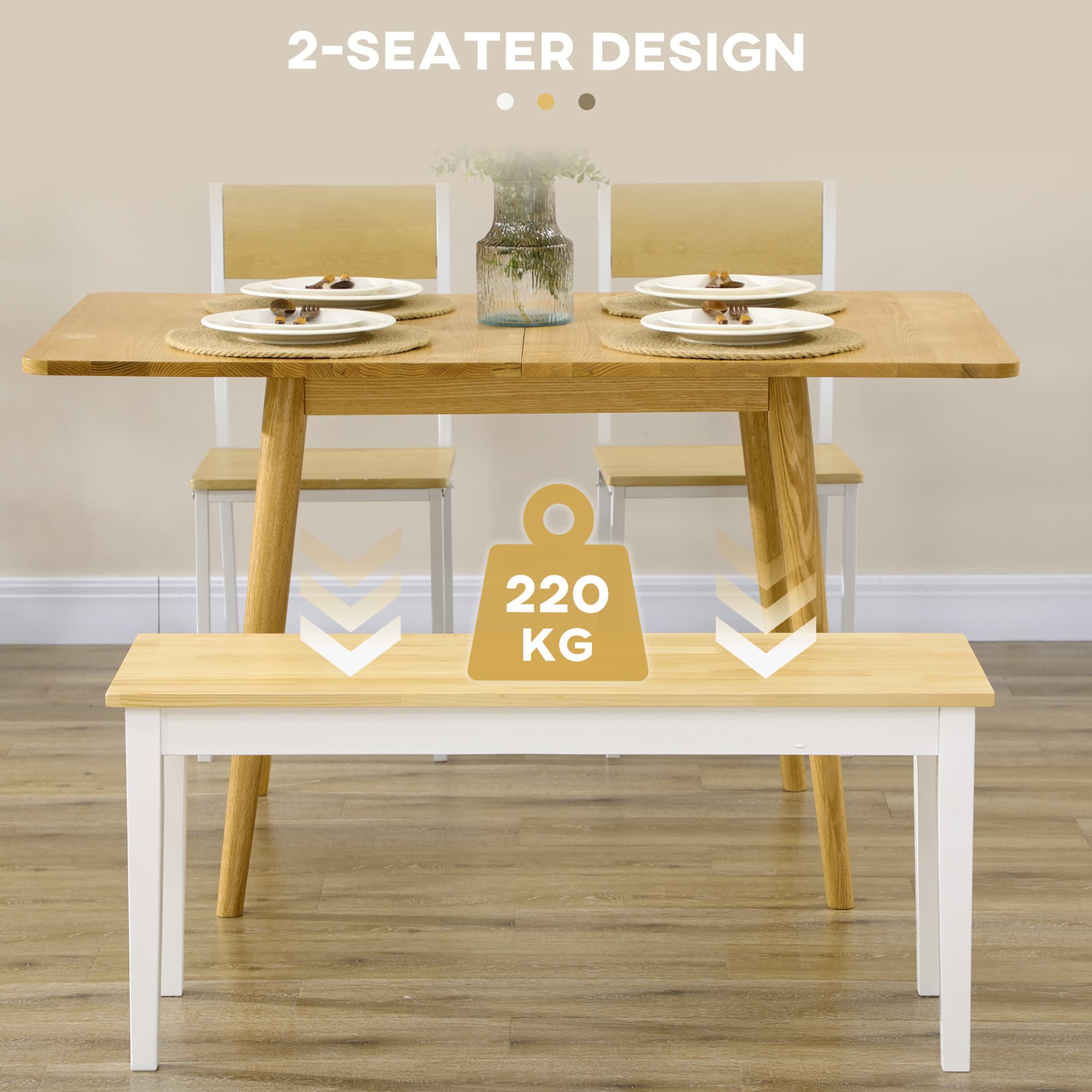 Transform Your Space with this 2-Seater Wooden Dining Bench - image 5
