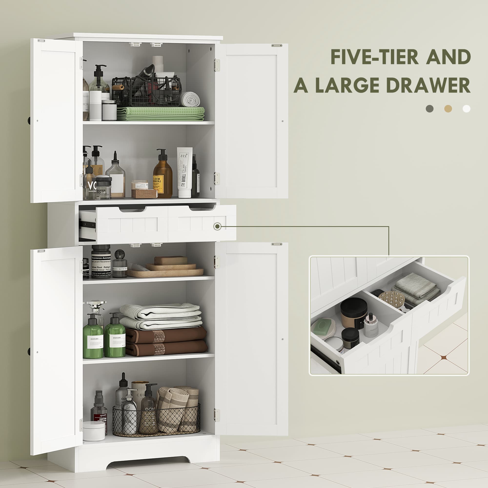 Transform Your Space with this Tall White Bathroom Cabinet - image 2