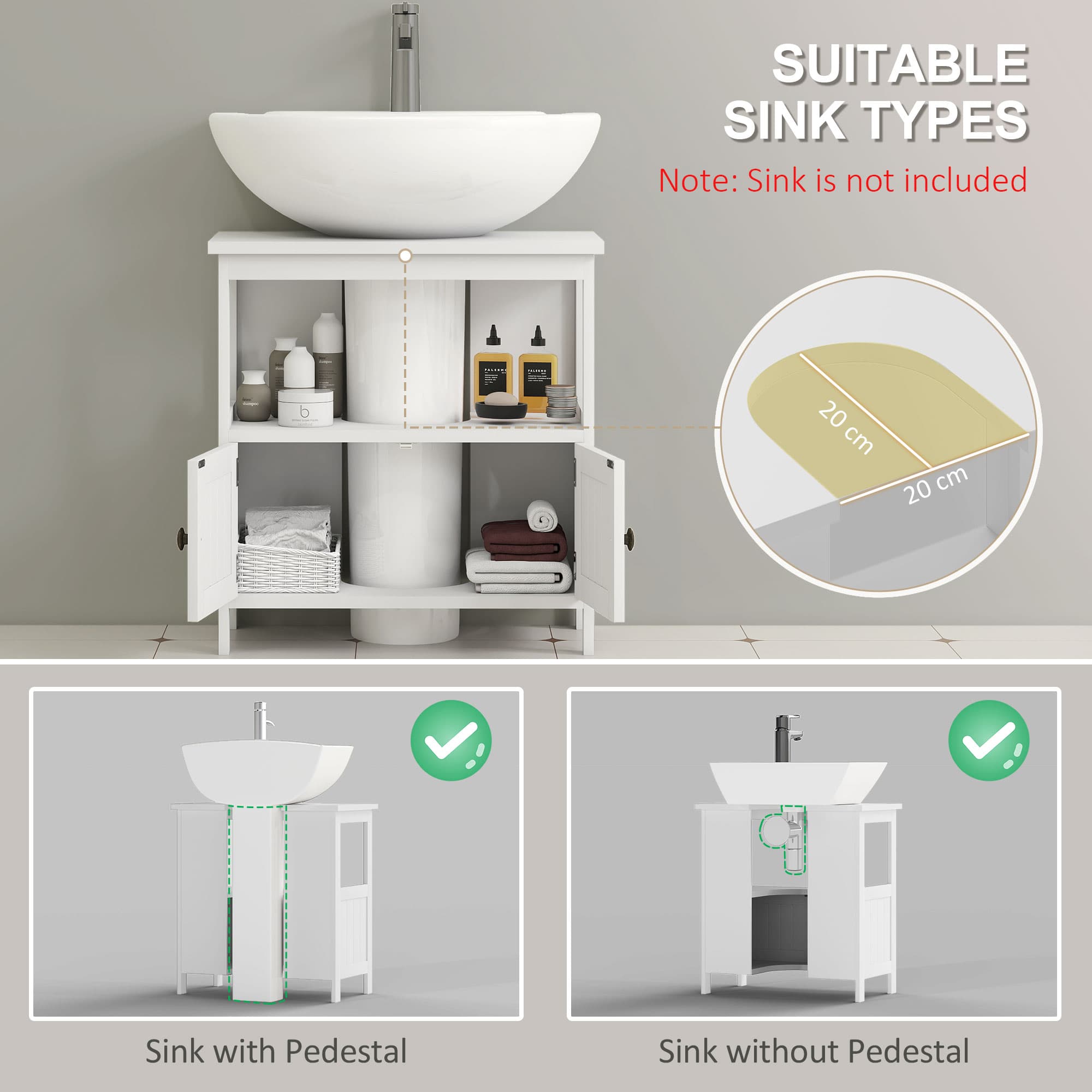 White under sink cabinet for tidy bathroom storage - image 1