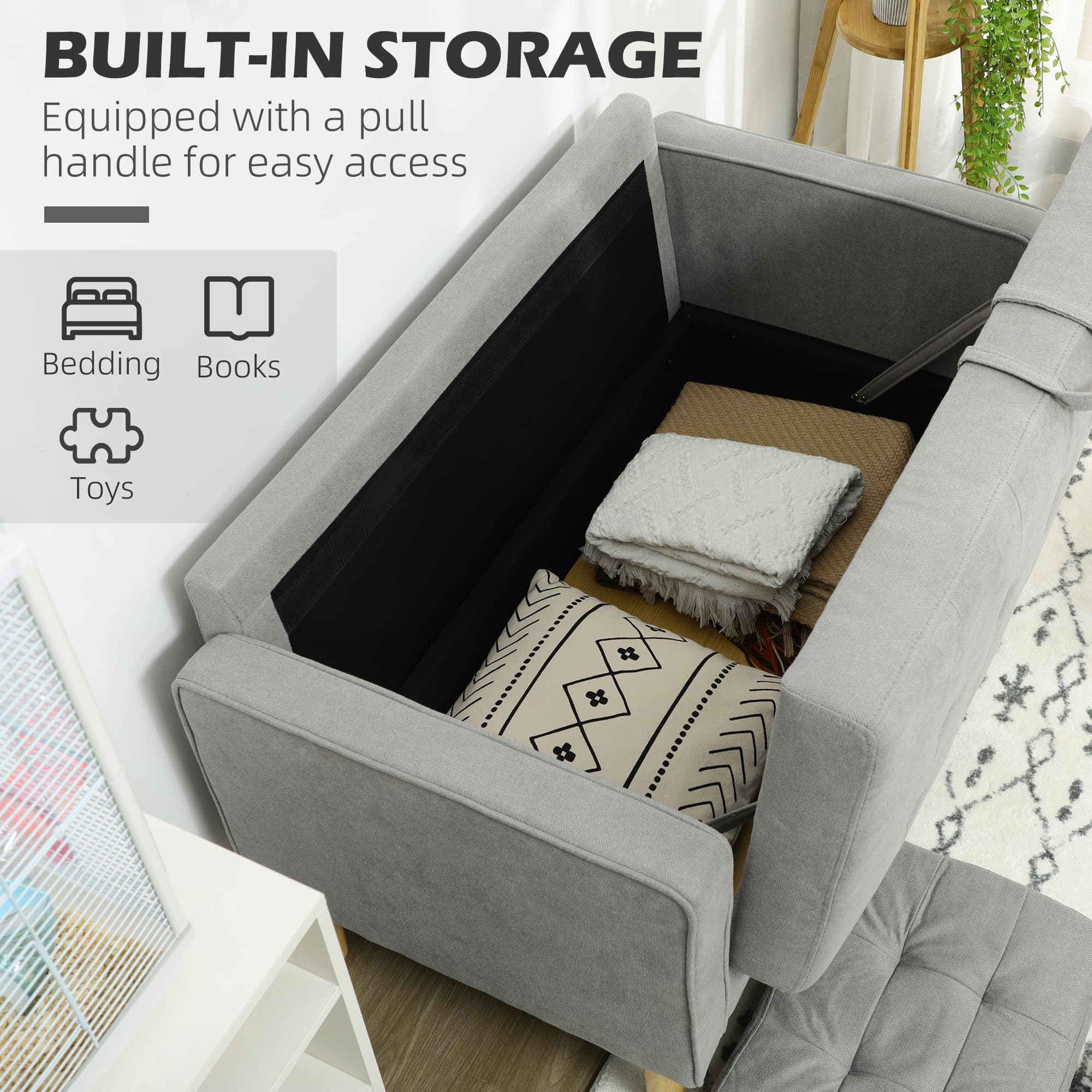 Light Grey 2 Seater Sofa with Clever Hidden Storage - image 5